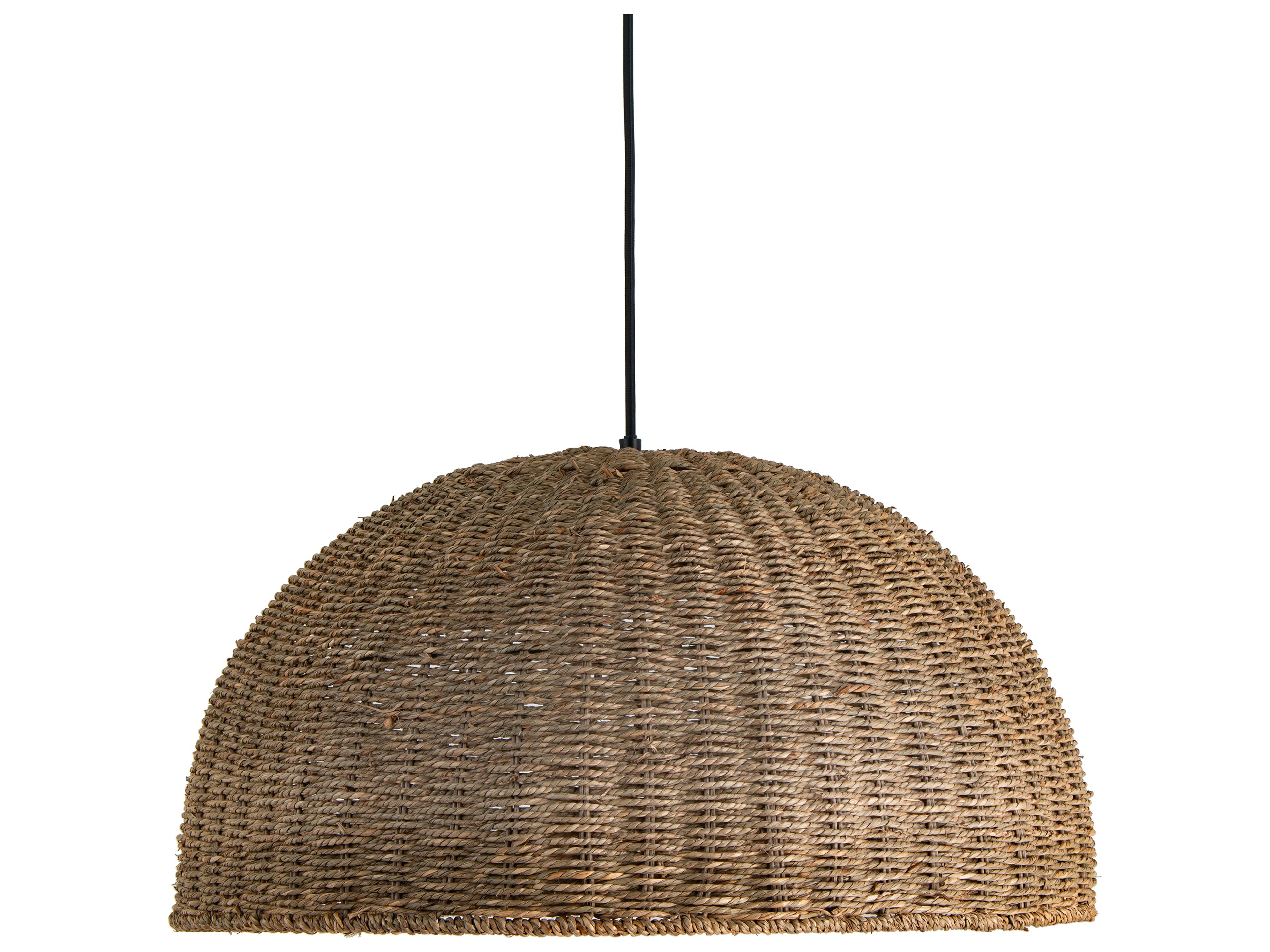 Dainolite Pourel 3-Light Natural Matte Black Brown Dome Pendant