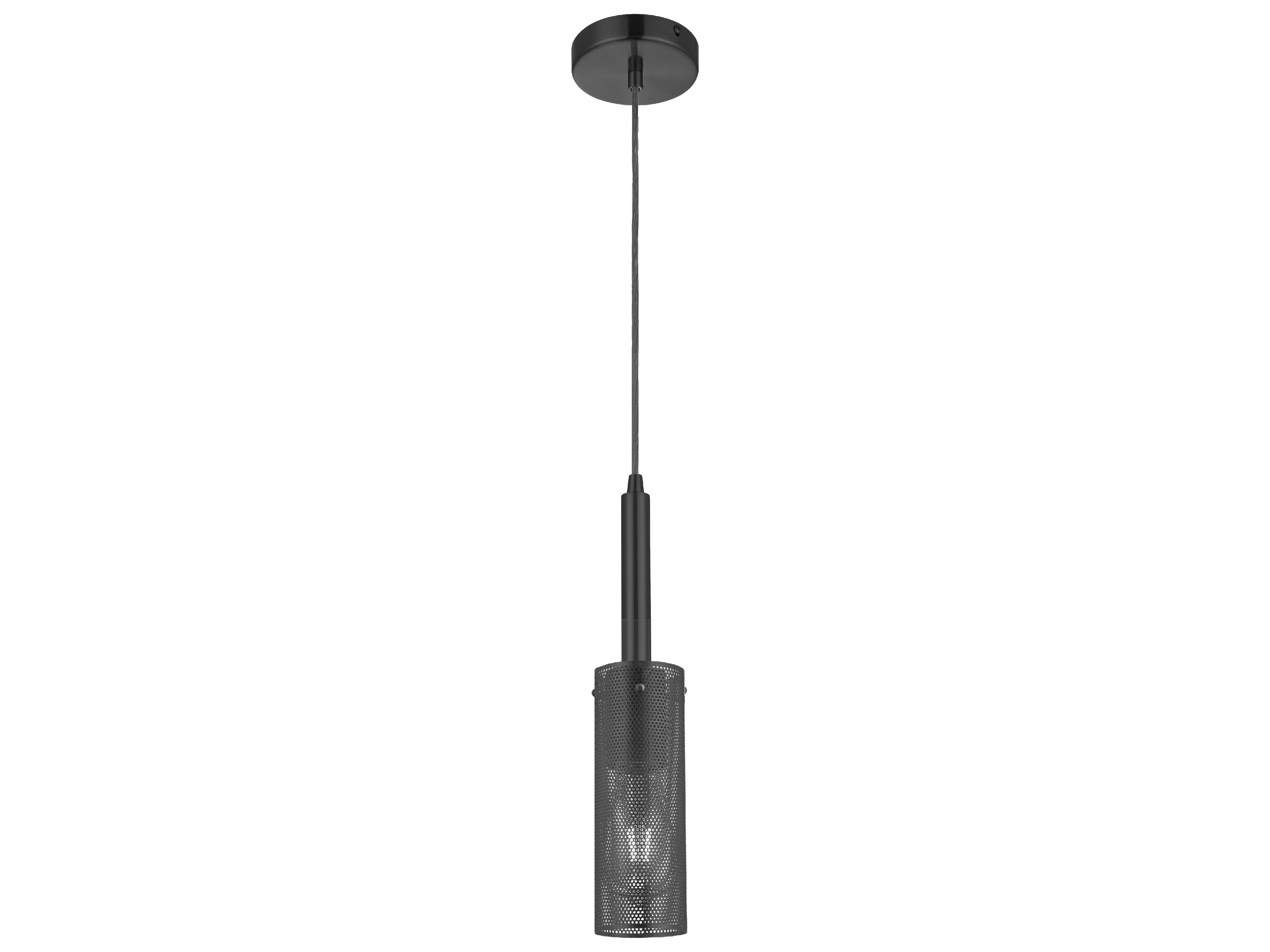 Dainolite Percy 1-Light Matte Black Cylinder Mini Pendant