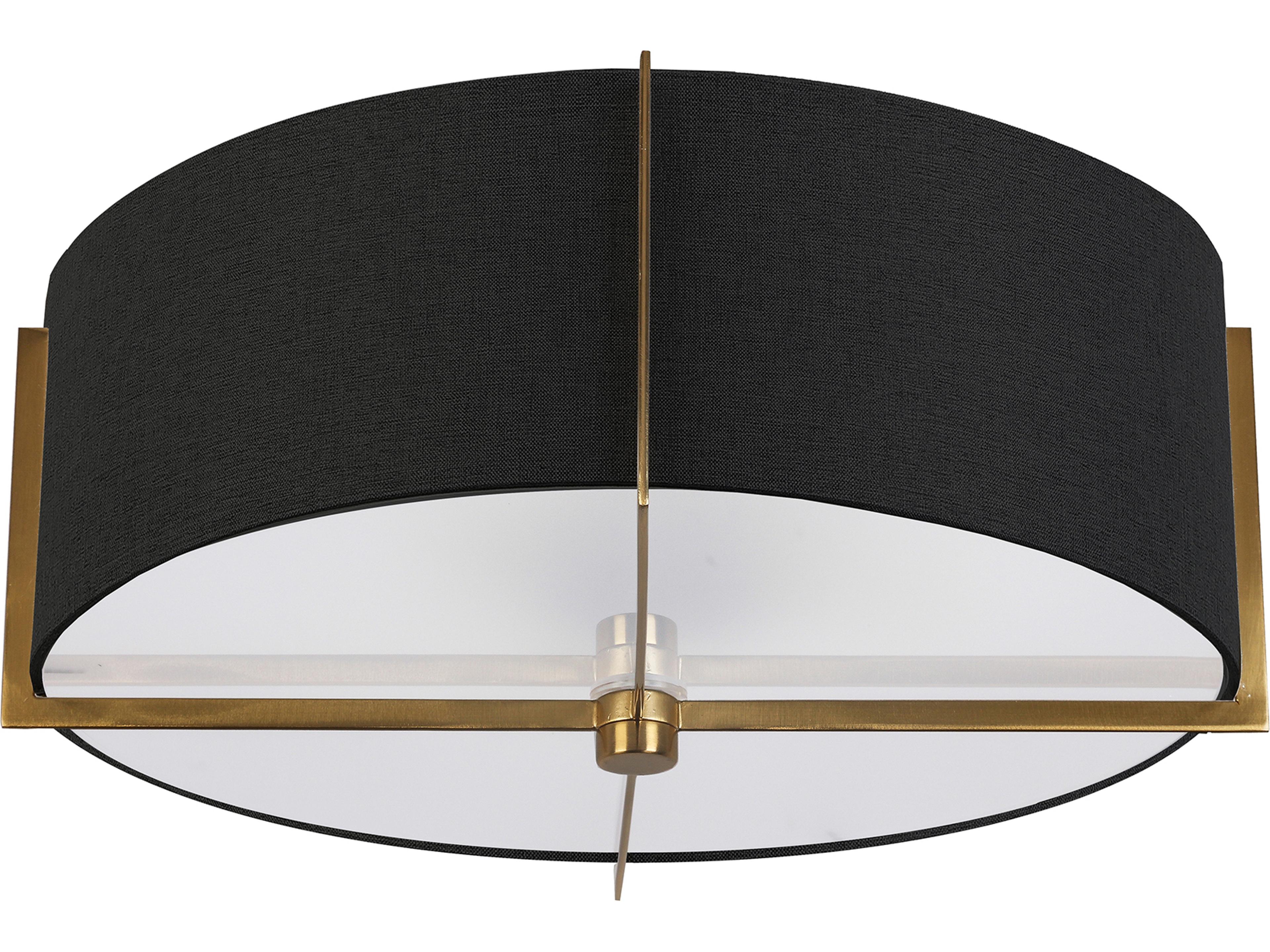 Dainolite Preston 3-Light Black Aged Brass Drum Semi Flush Mount