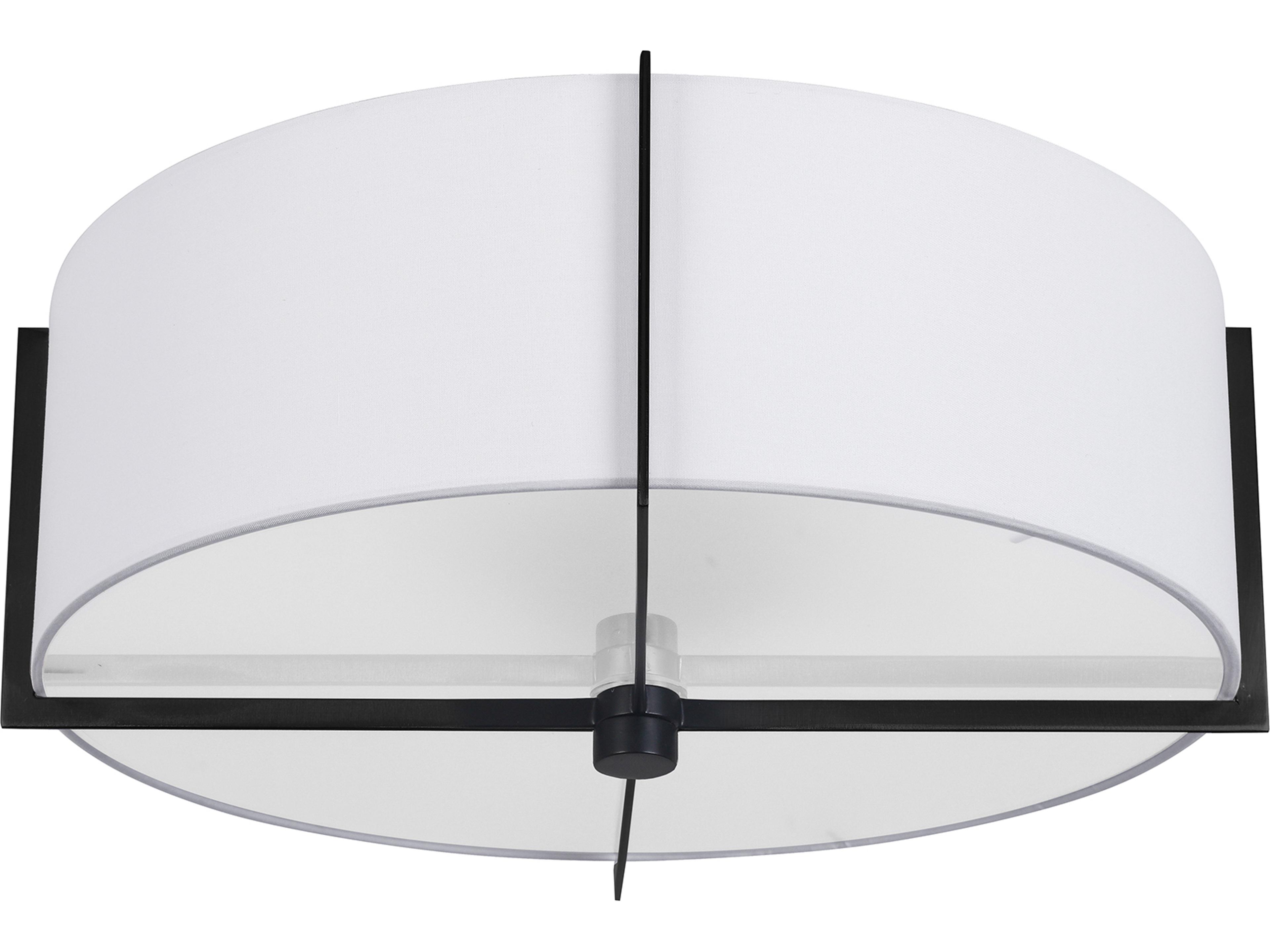 Dainolite Preston 3-Light Matte Black White Drum Semi Flush Mount