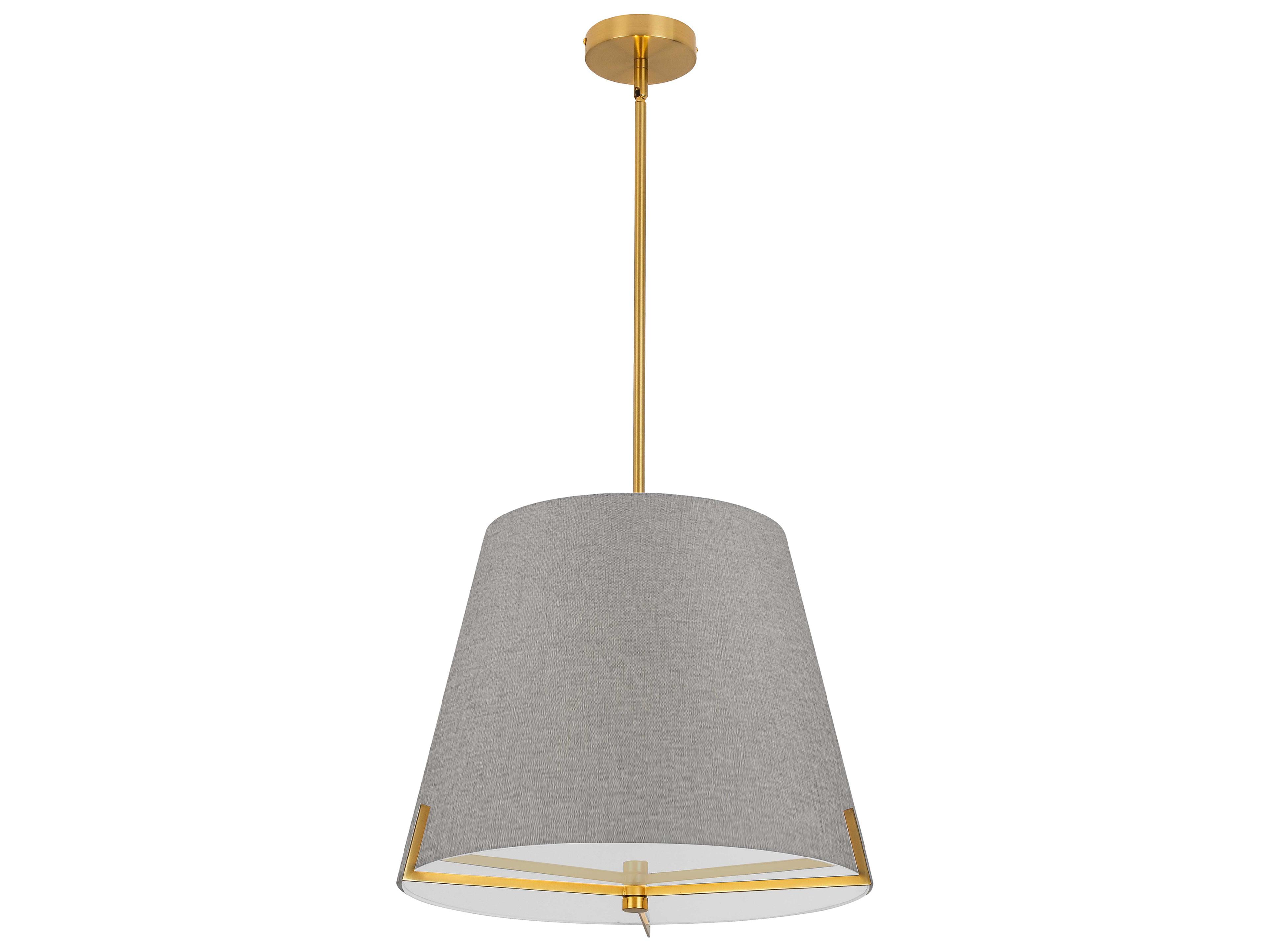 Dainolite Preston 4-Light Grey Aged Brass Drum Pendant