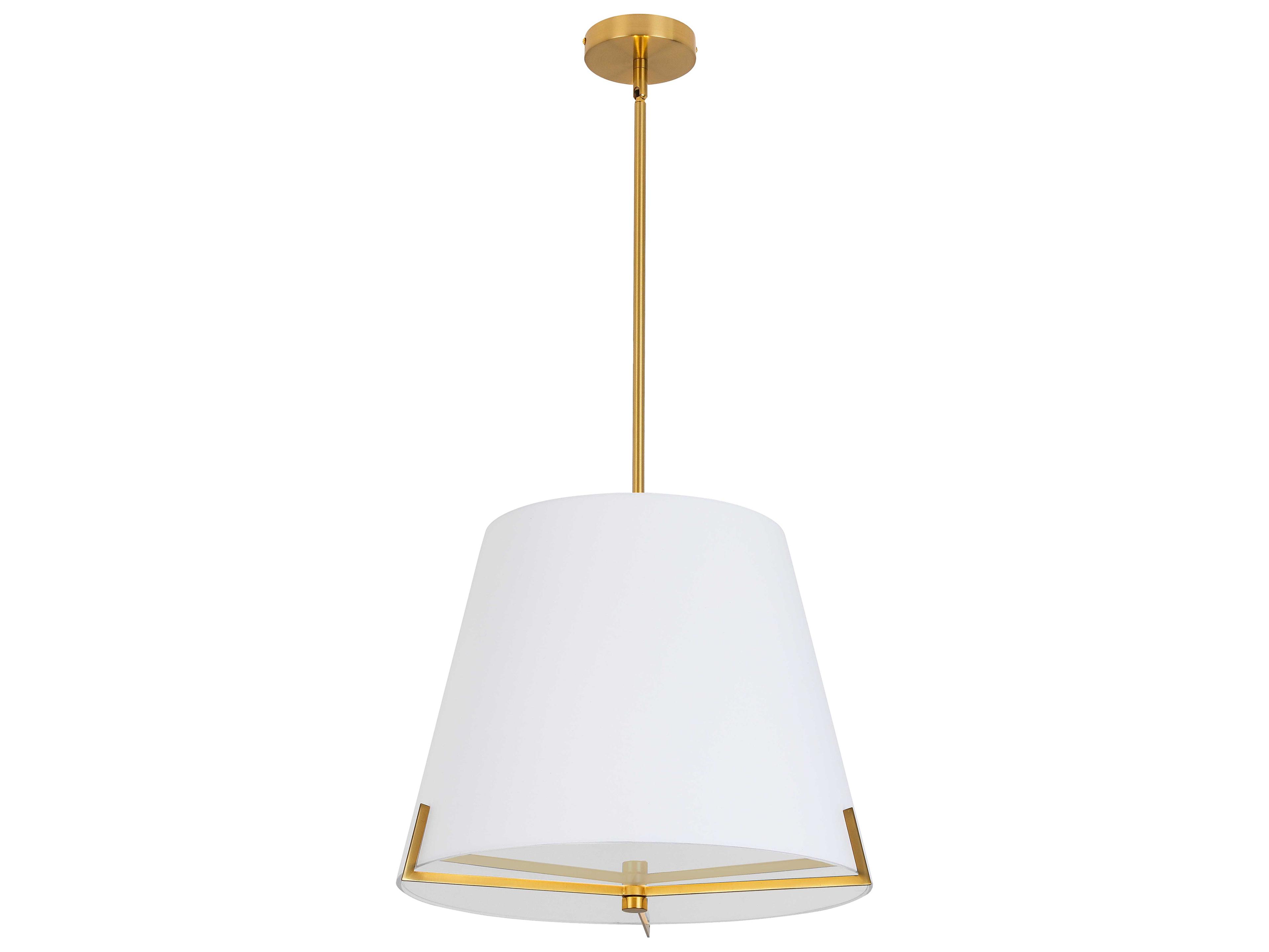 Dainolite Preston 4-Light Aged Brass White Drum Pendant