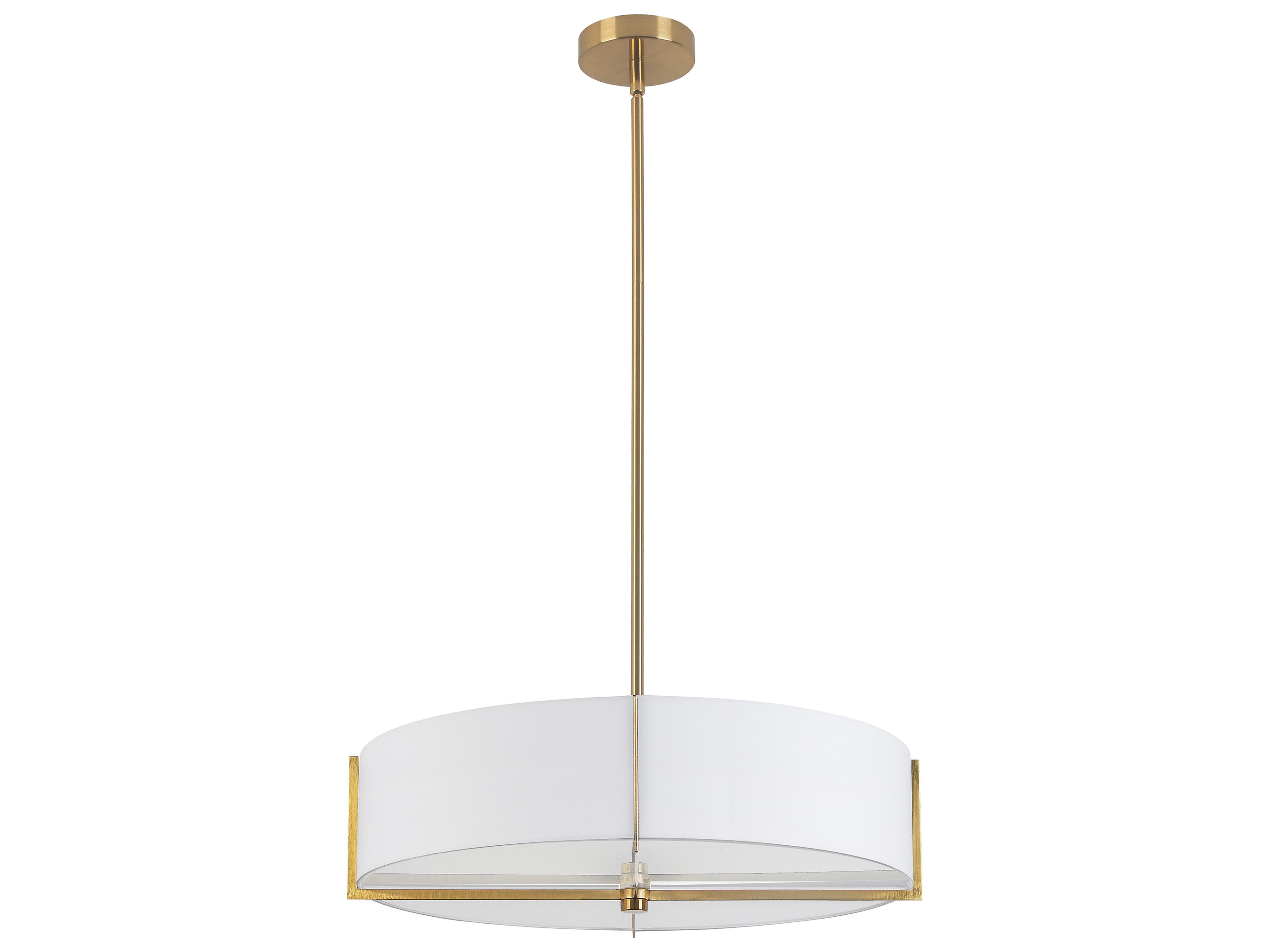 Dainolite Preston 4-Light Aged Brass White Round Pendant