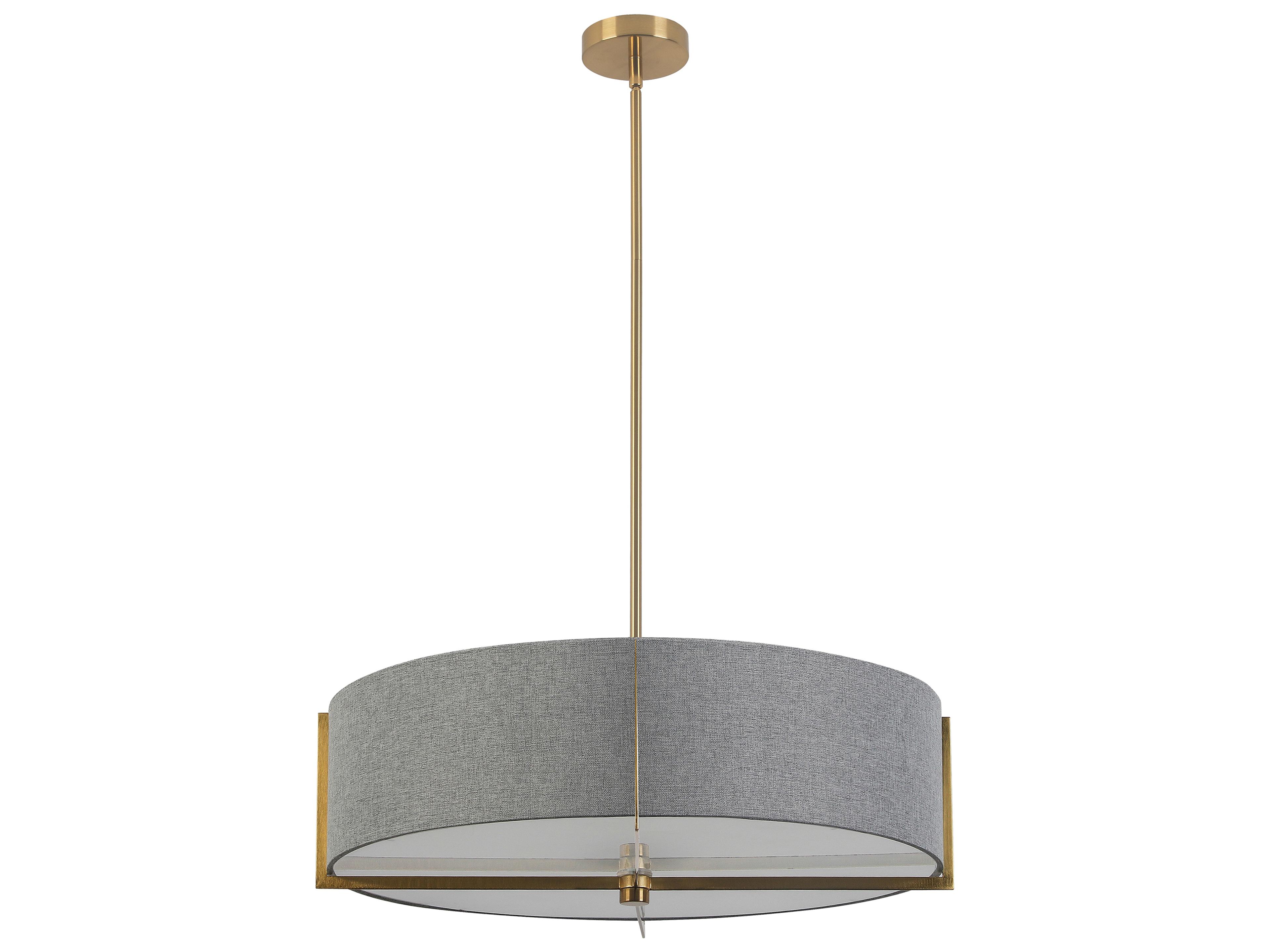 Dainolite Preston 4-Light Grey Aged Brass Round Pendant