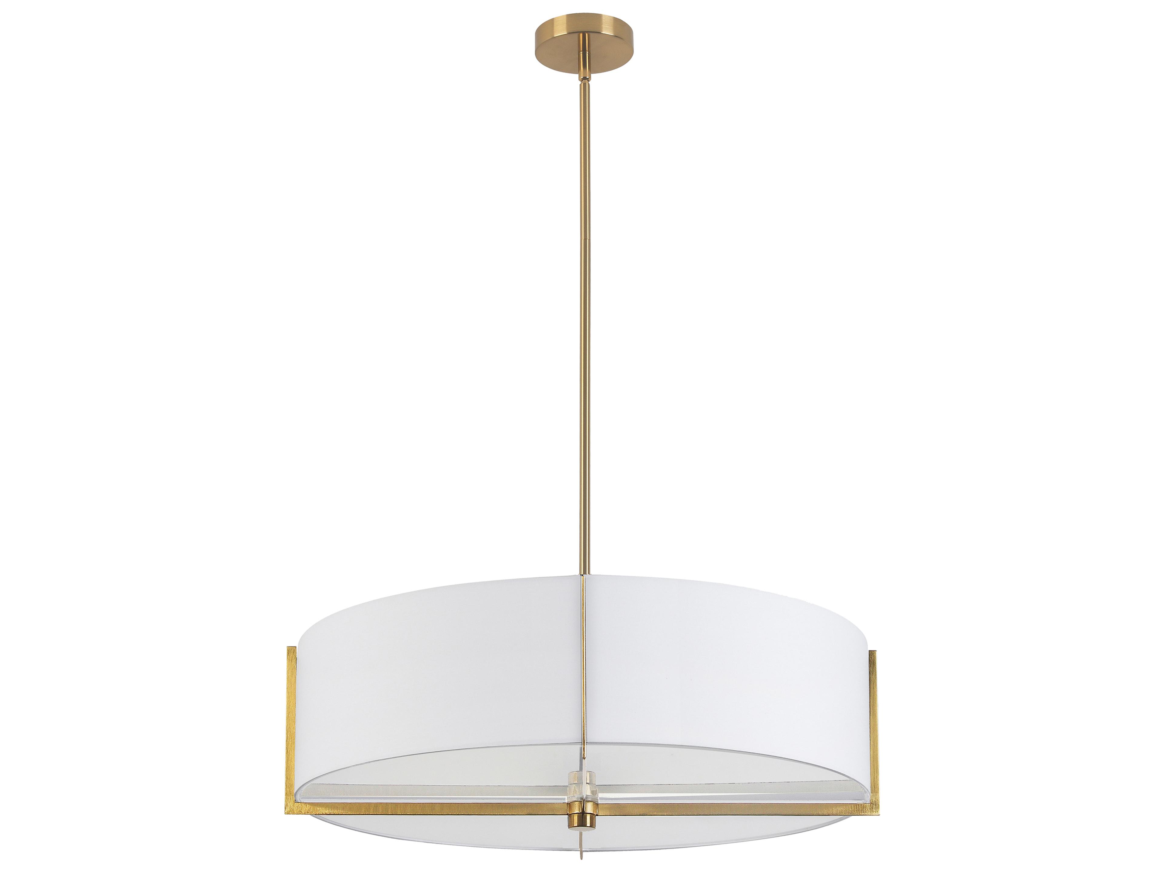 Dainolite Preston 4-Light Aged Brass White Round Pendant