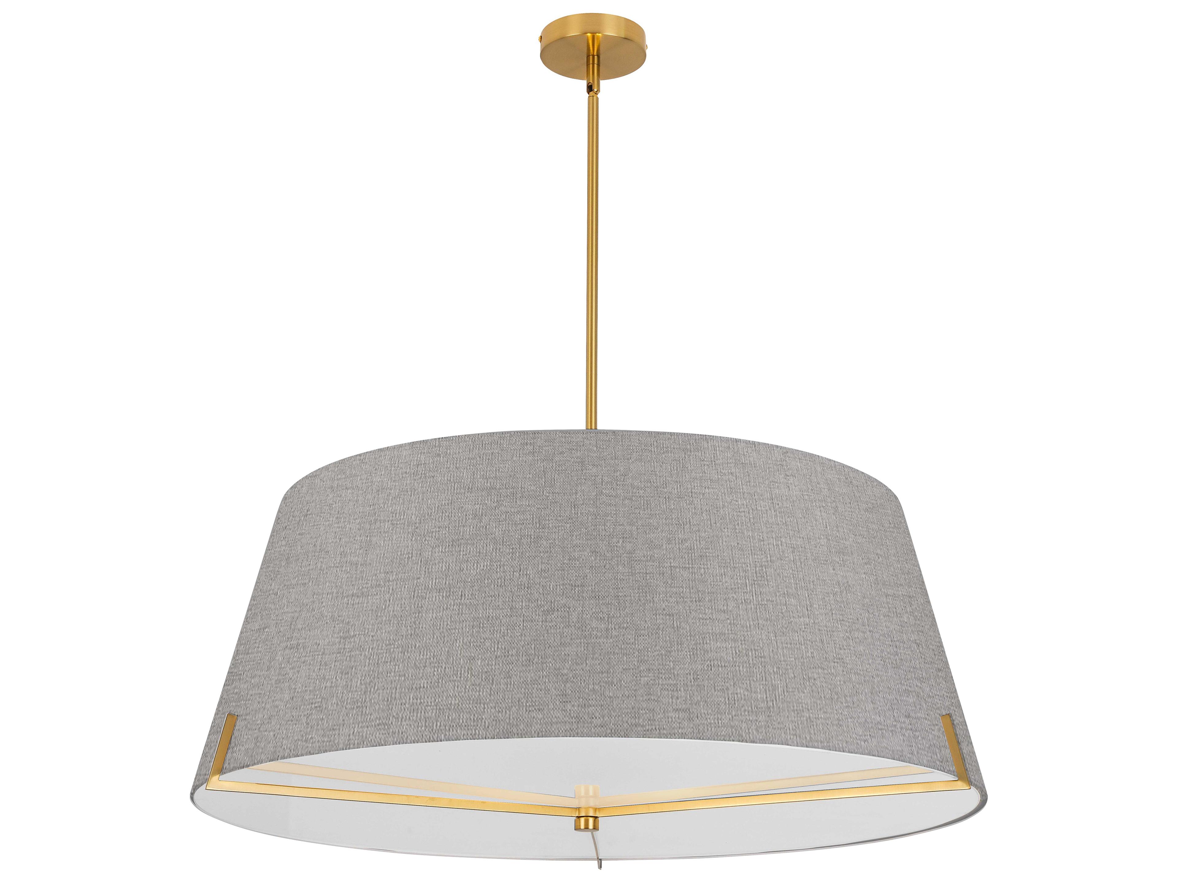 Dainolite Preston 4-Light Grey Aged Brass Drum Pendant