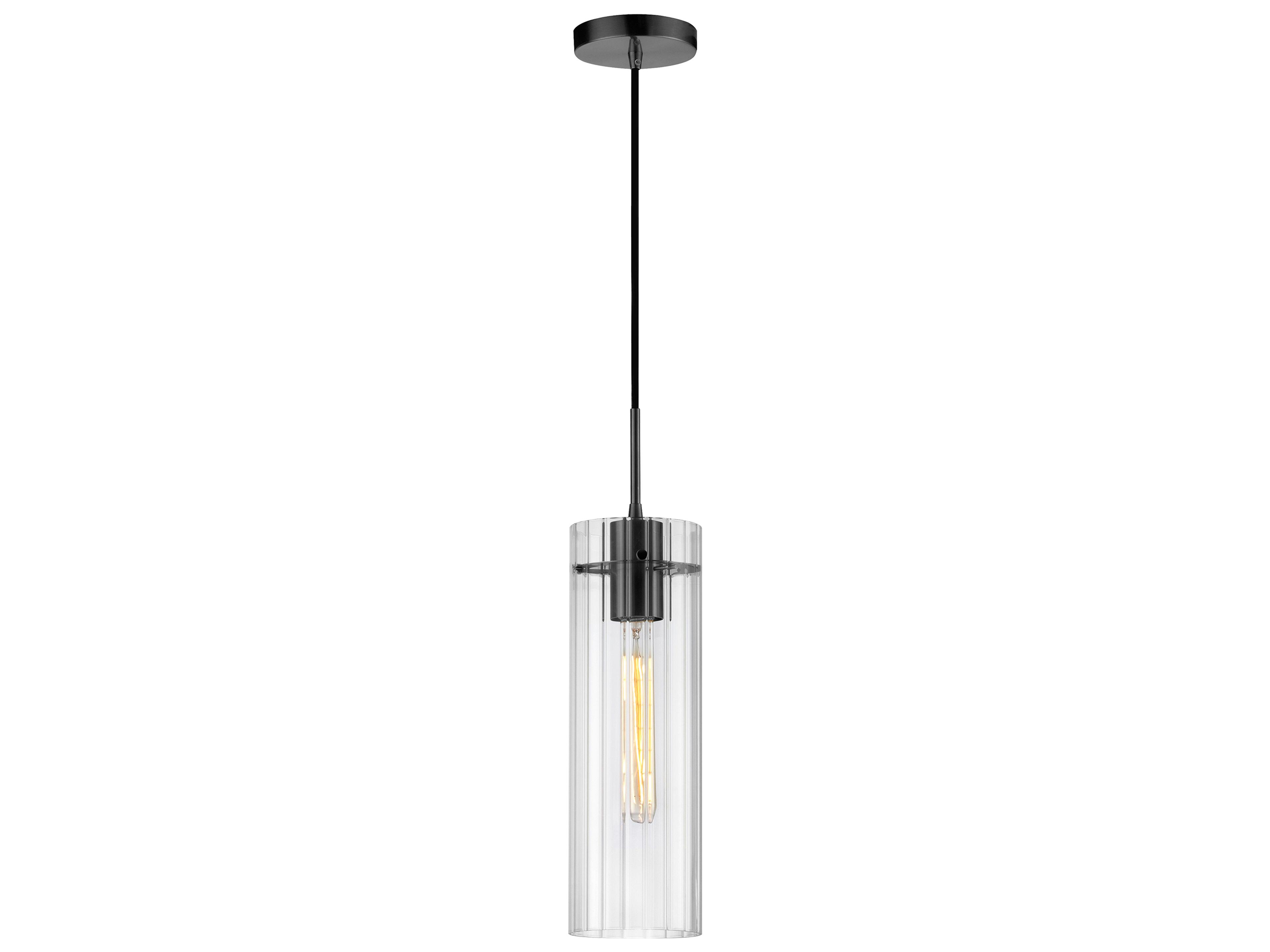 Dainolite Patia 1-Light Matte Black Cylinder Mini Pendant