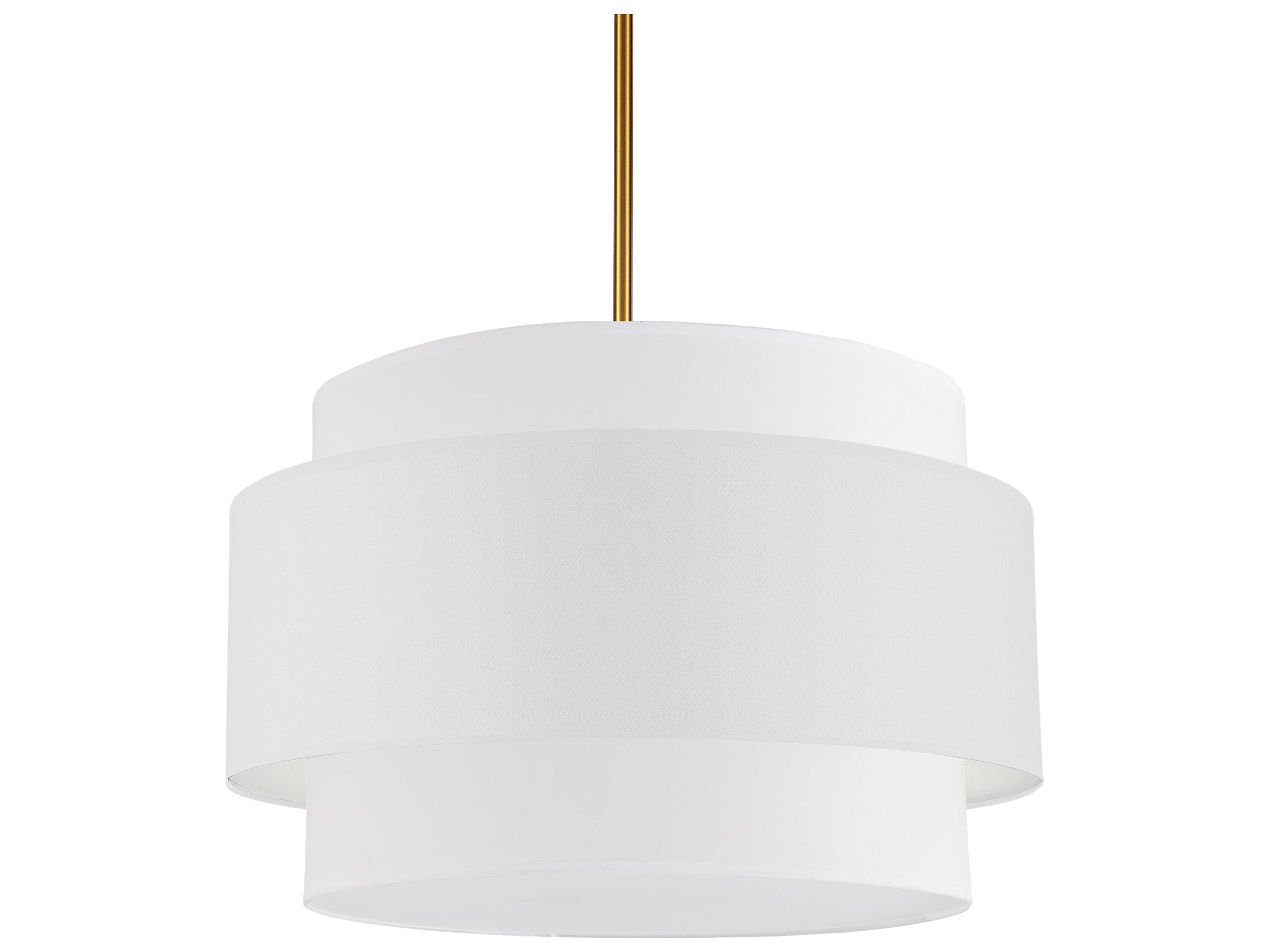 Dainolite Priya 4-Light Aged Brass White Drum Tiered Pendant