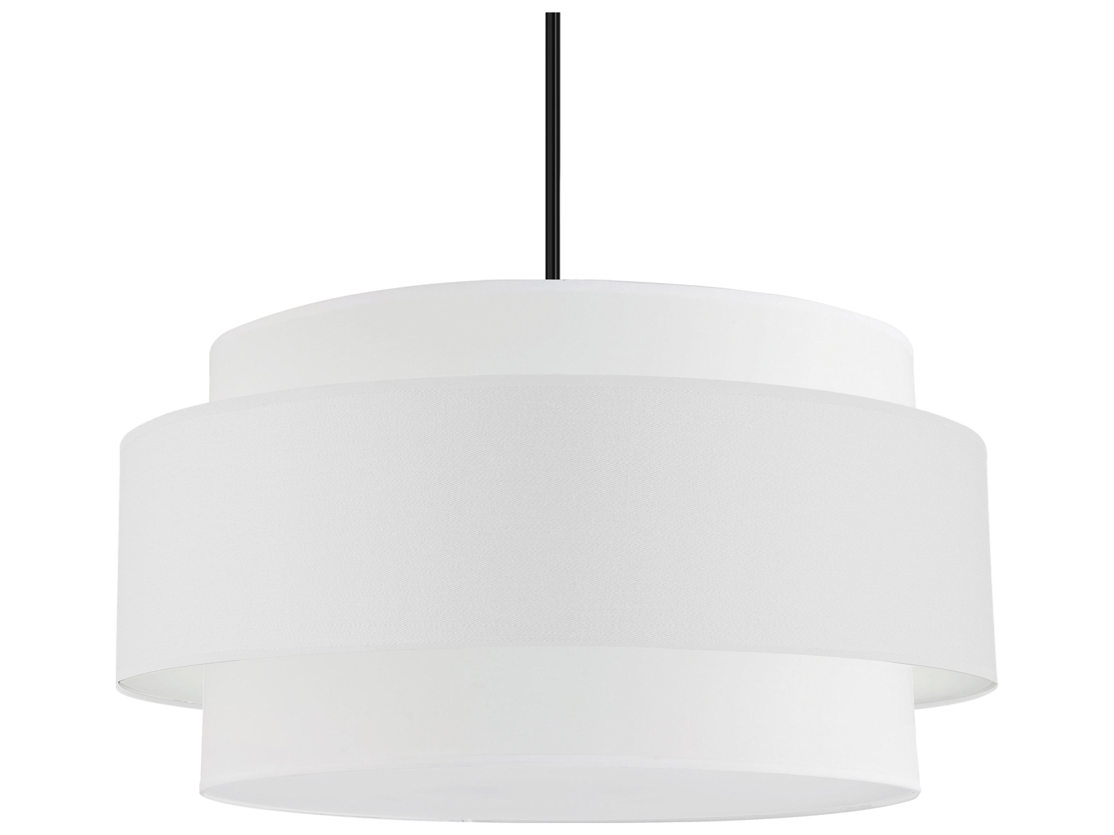 Dainolite Priya 4-Light Matte Black White Drum Tiered Pendant
