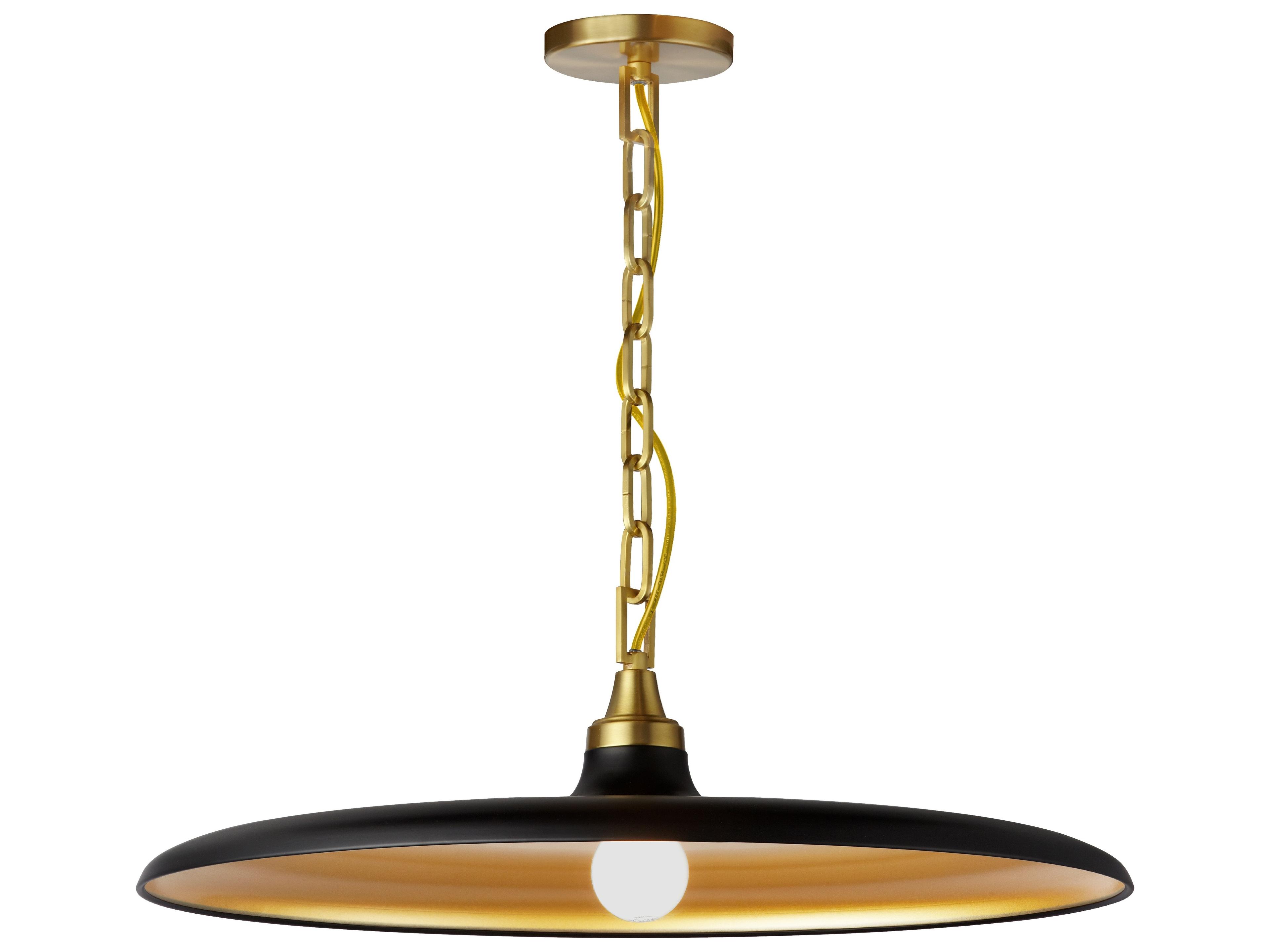 Dainolite Quentin 1-Light Matte Black Gold Brass Pendant