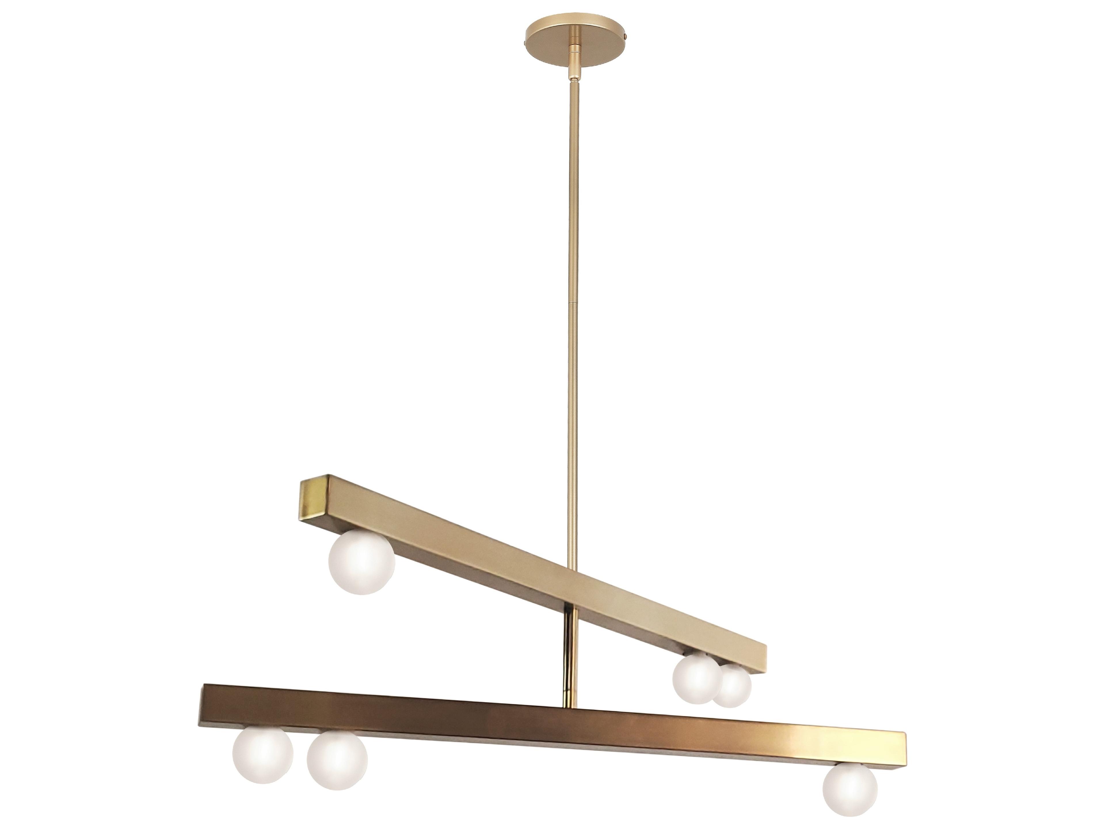 Dainolite Raleigh 6-Light Aged Brass Globe Linear Tiered Chandelier