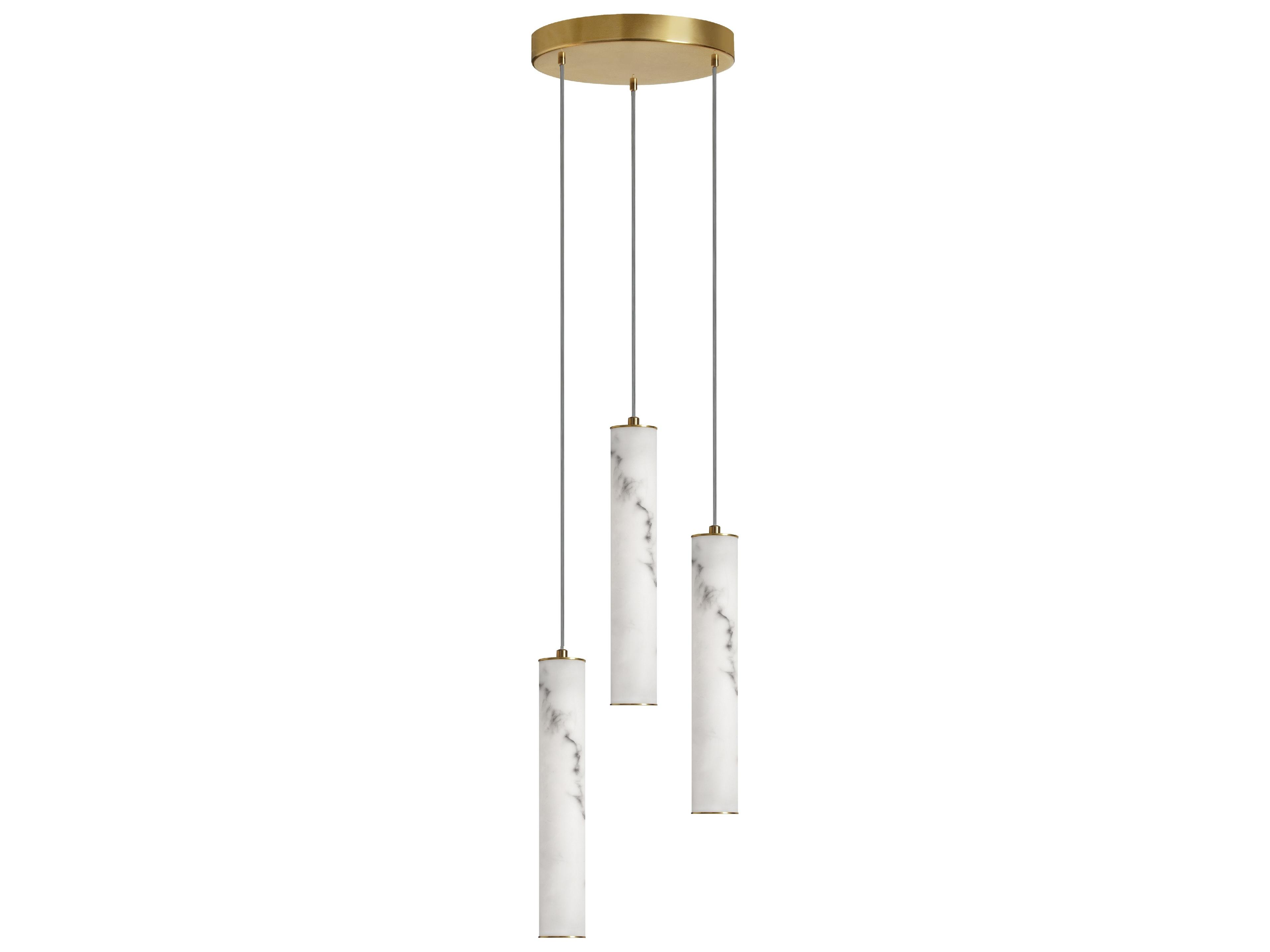 Dainolite Reuben 3-Light White Aged Brass Cylinder Mini Pendant