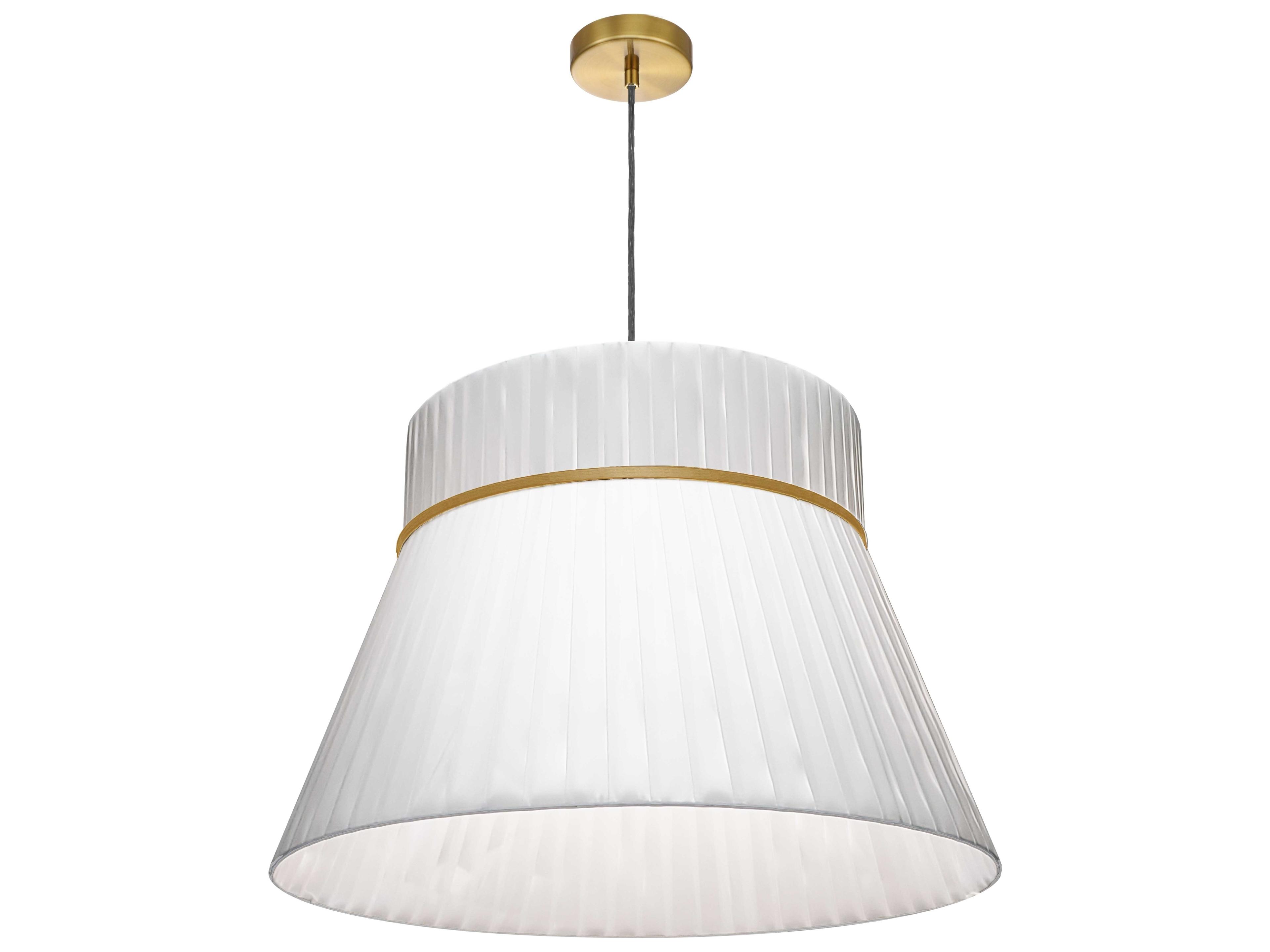 Dainolite Rochelle 1-Light White Aged Brass Pendant