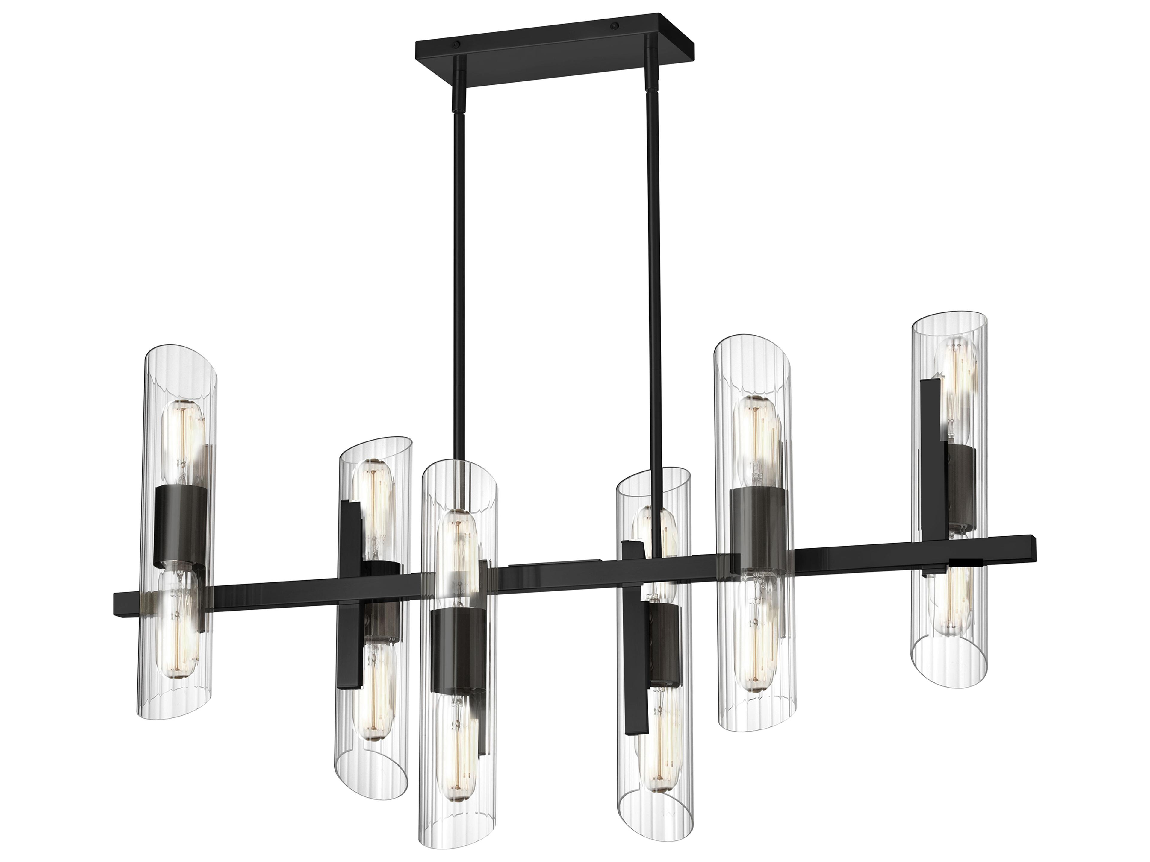 Dainolite Samantha 12-Light Matte Black Linear Island Pendant