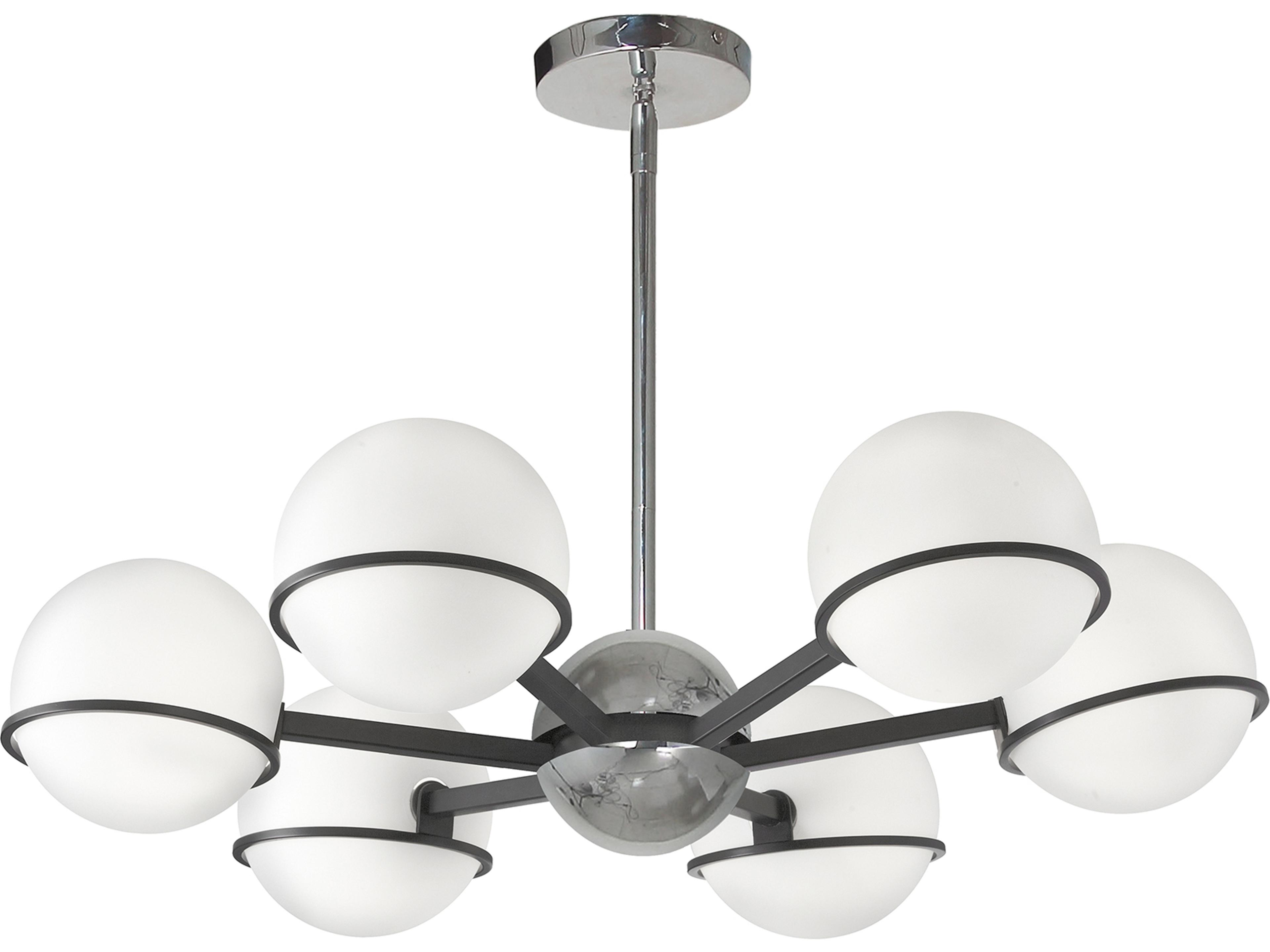 Dainolite Sofia 6-Light Matte Black Polished Chrome Globe Chandelier