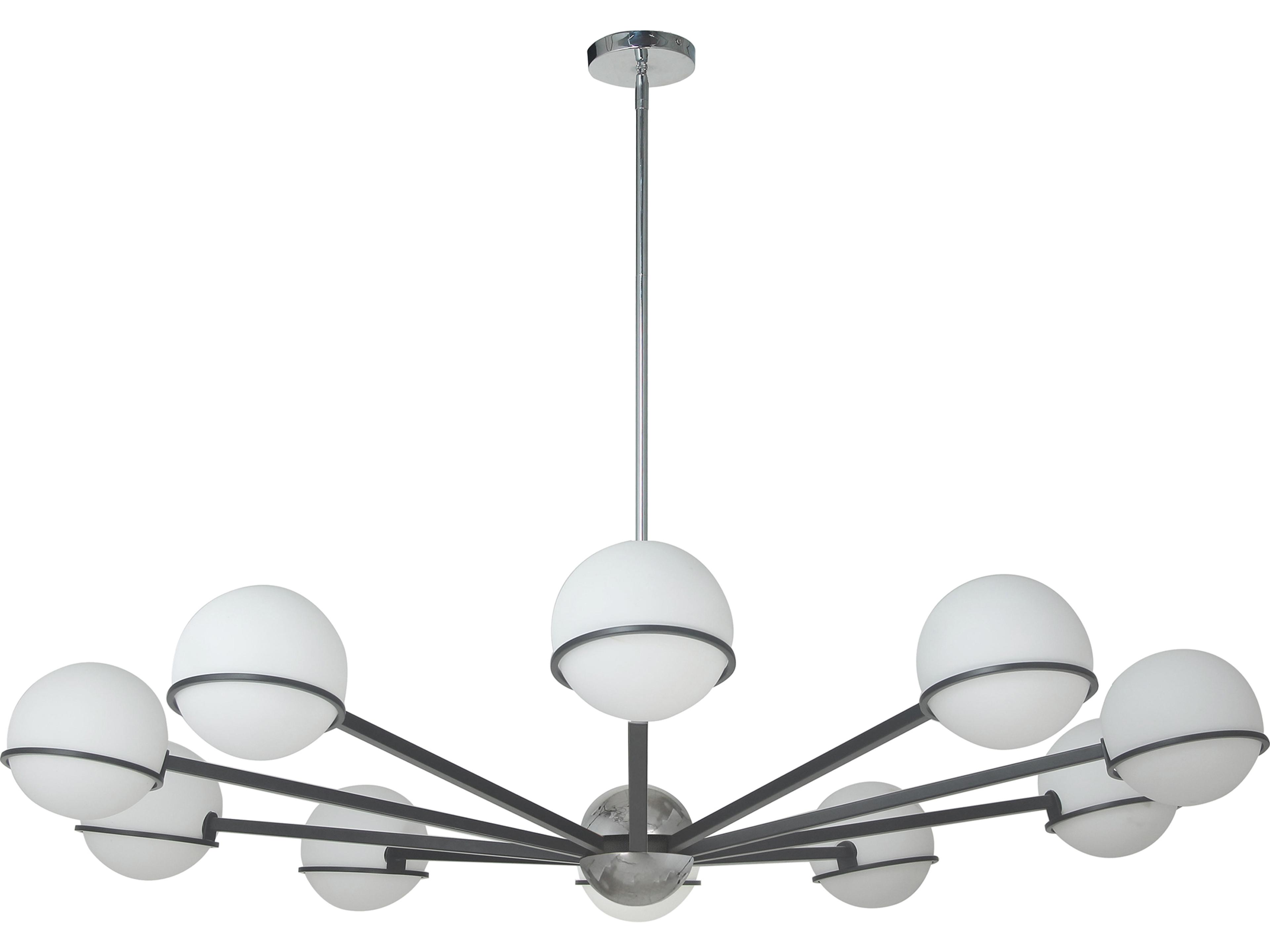 Dainolite Sofia 10-Light Matte Black Polished Chrome Globe Chandelier