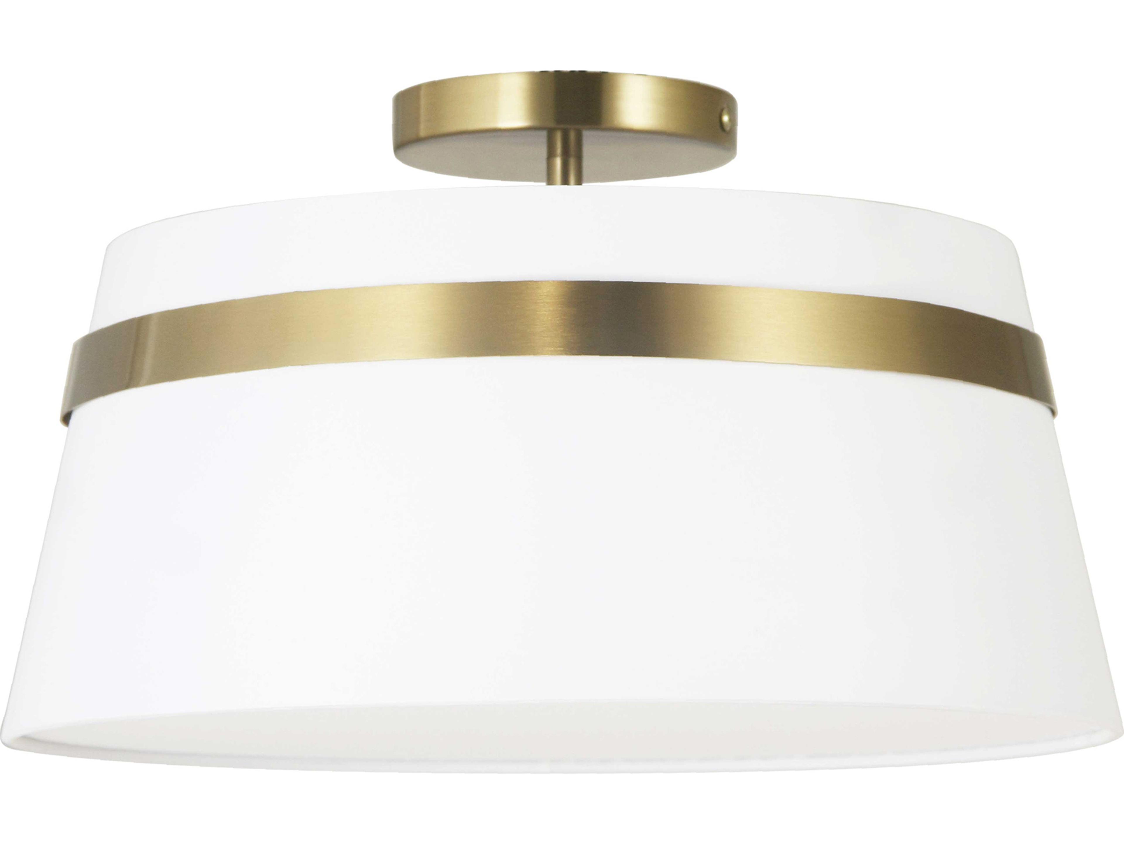 Dainolite Symphony 3-Light Aged Brass White Drum Semi Flush Mount
