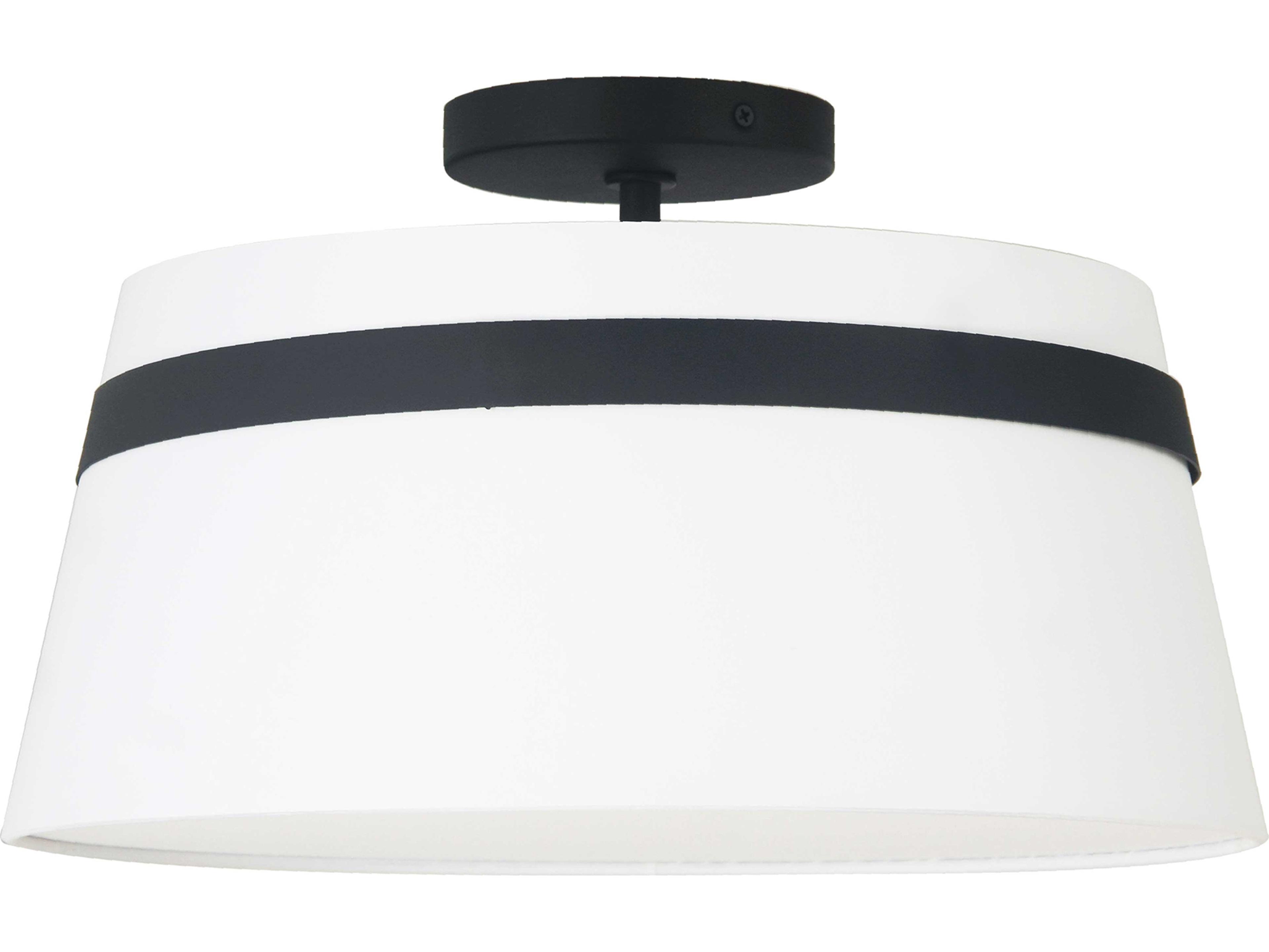Dainolite Symphony 3-Light Matte Black White Drum Semi Flush Mount