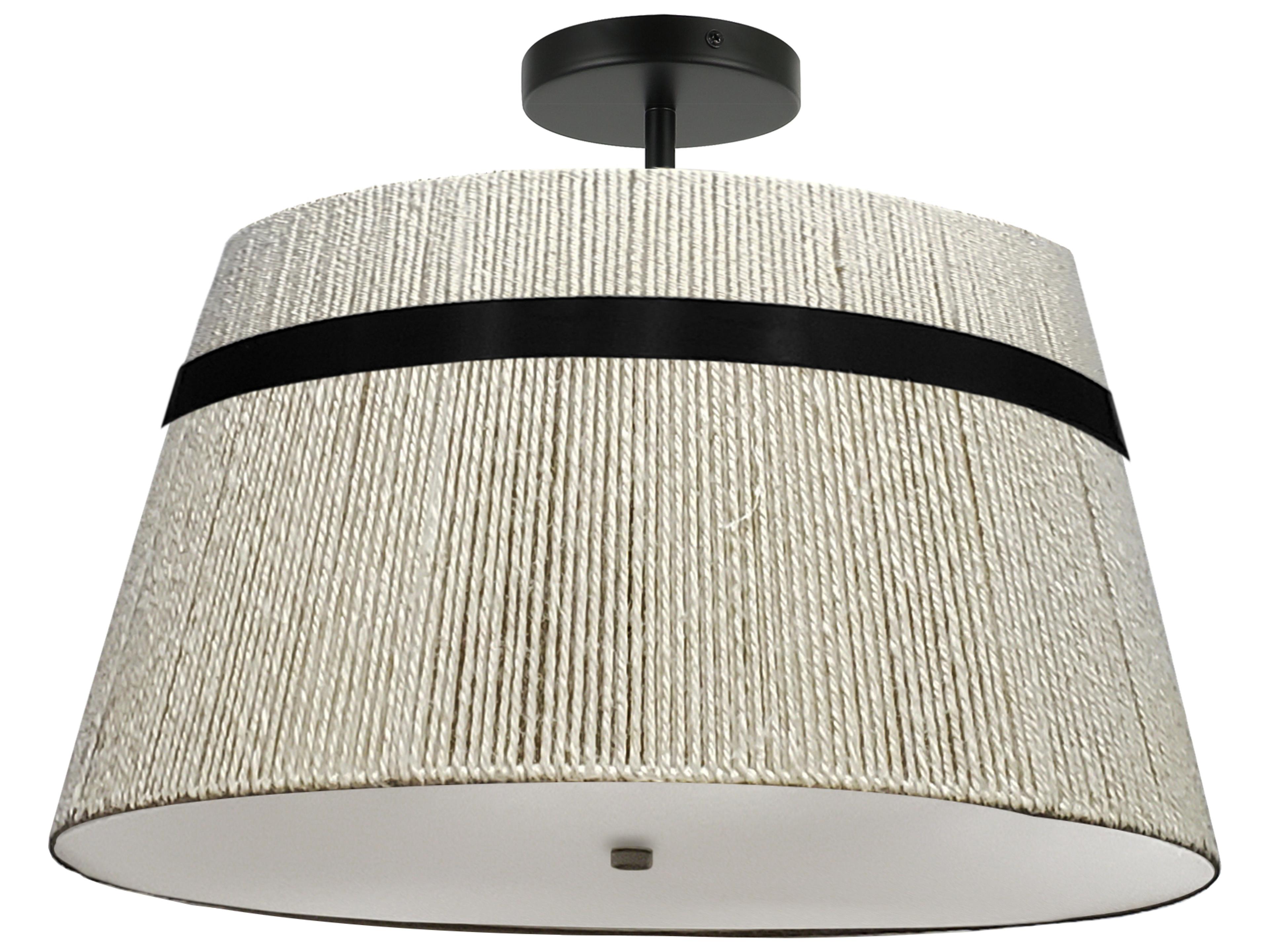 Dainolite Sylvie 3-Light Natural Matte Black Drum Semi Flush Mount