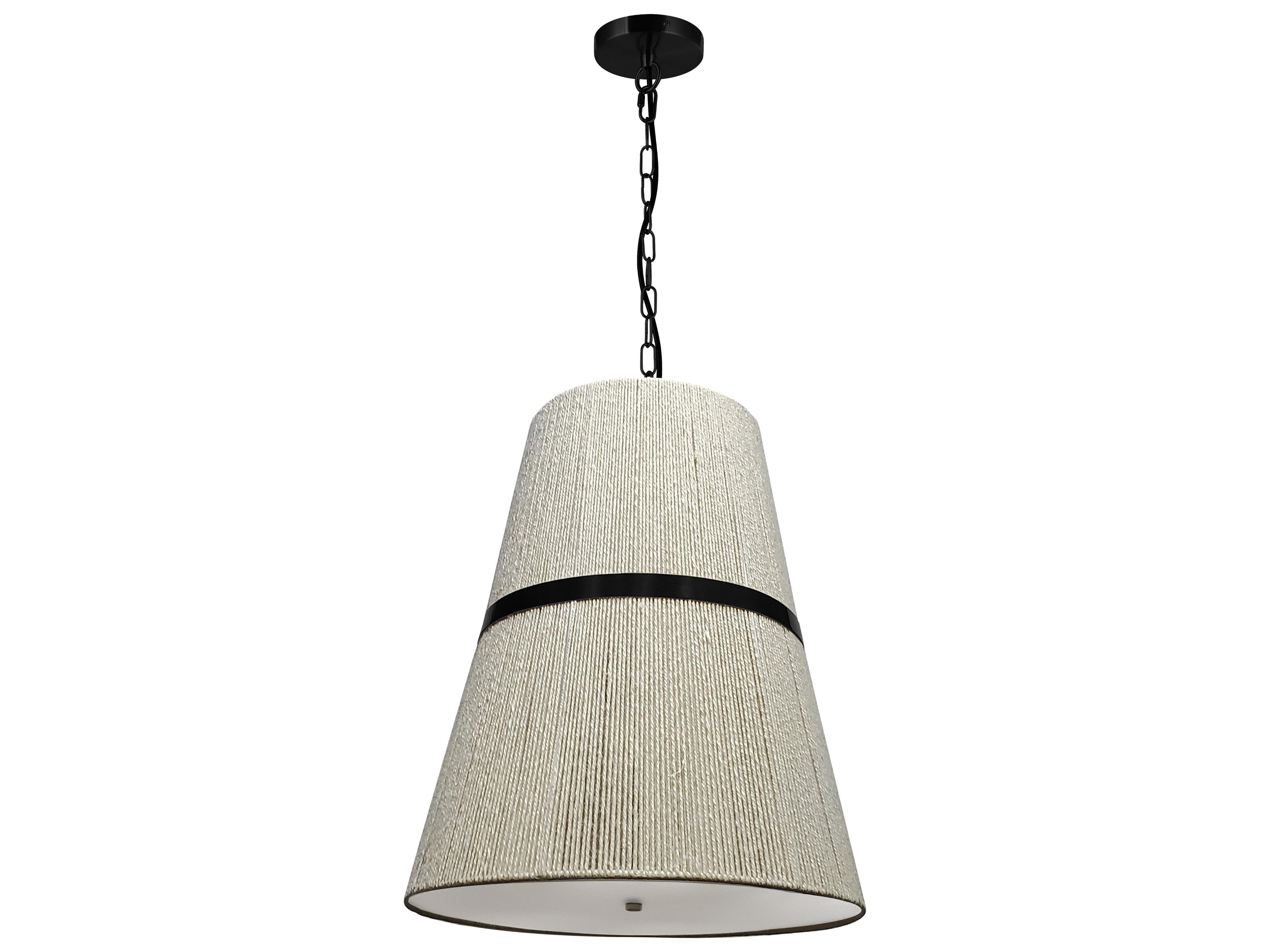 Dainolite Sylvie 3-Light Natural Matte Black Drum Pendant
