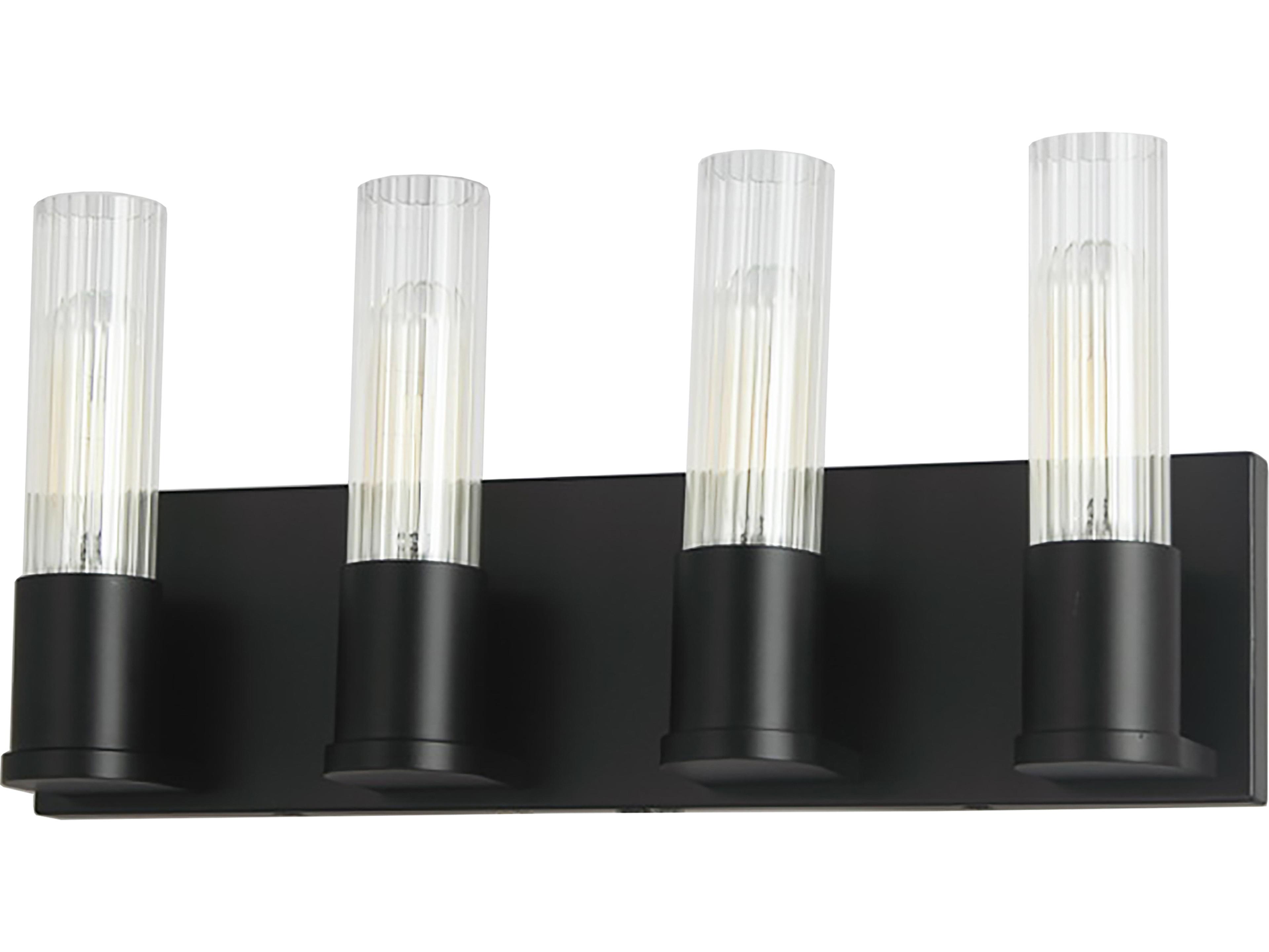 Tube 4-Light Matte Black Vanity Light