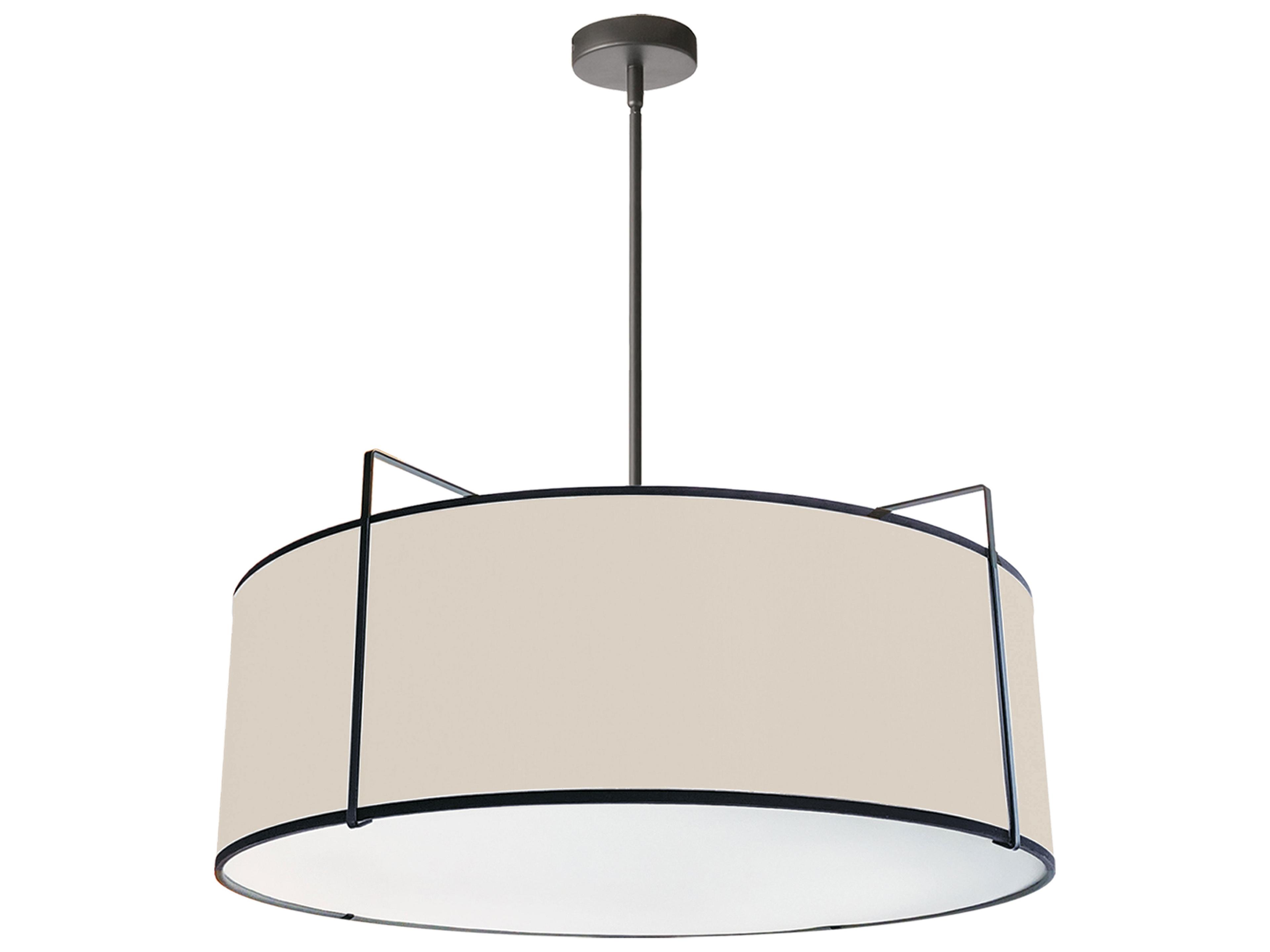 Dainolite Trapezoid 4-Light Black Off White Drum Pendant