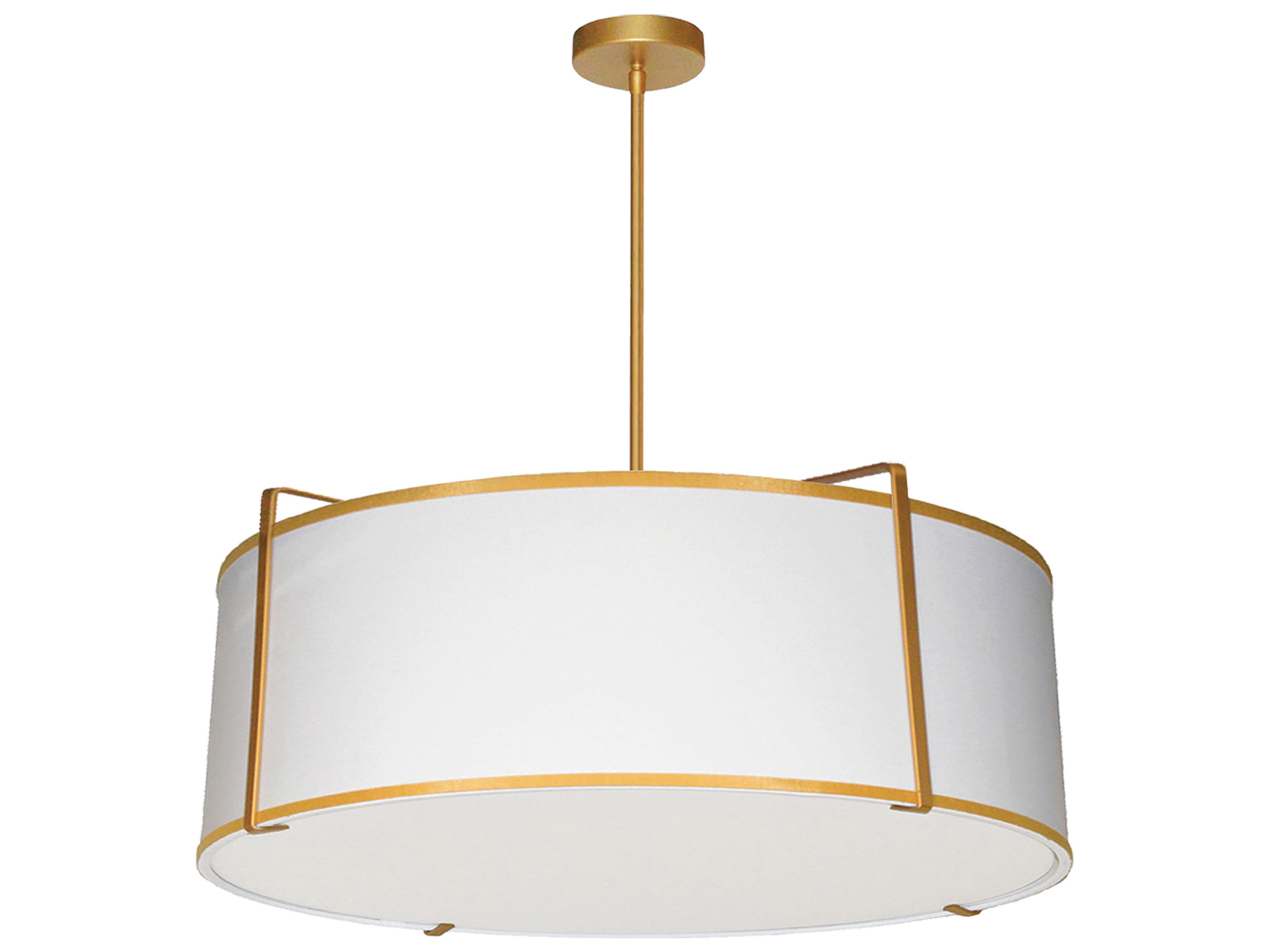 Dainolite Trapezoid 4-Light Gold White Drum Pendant