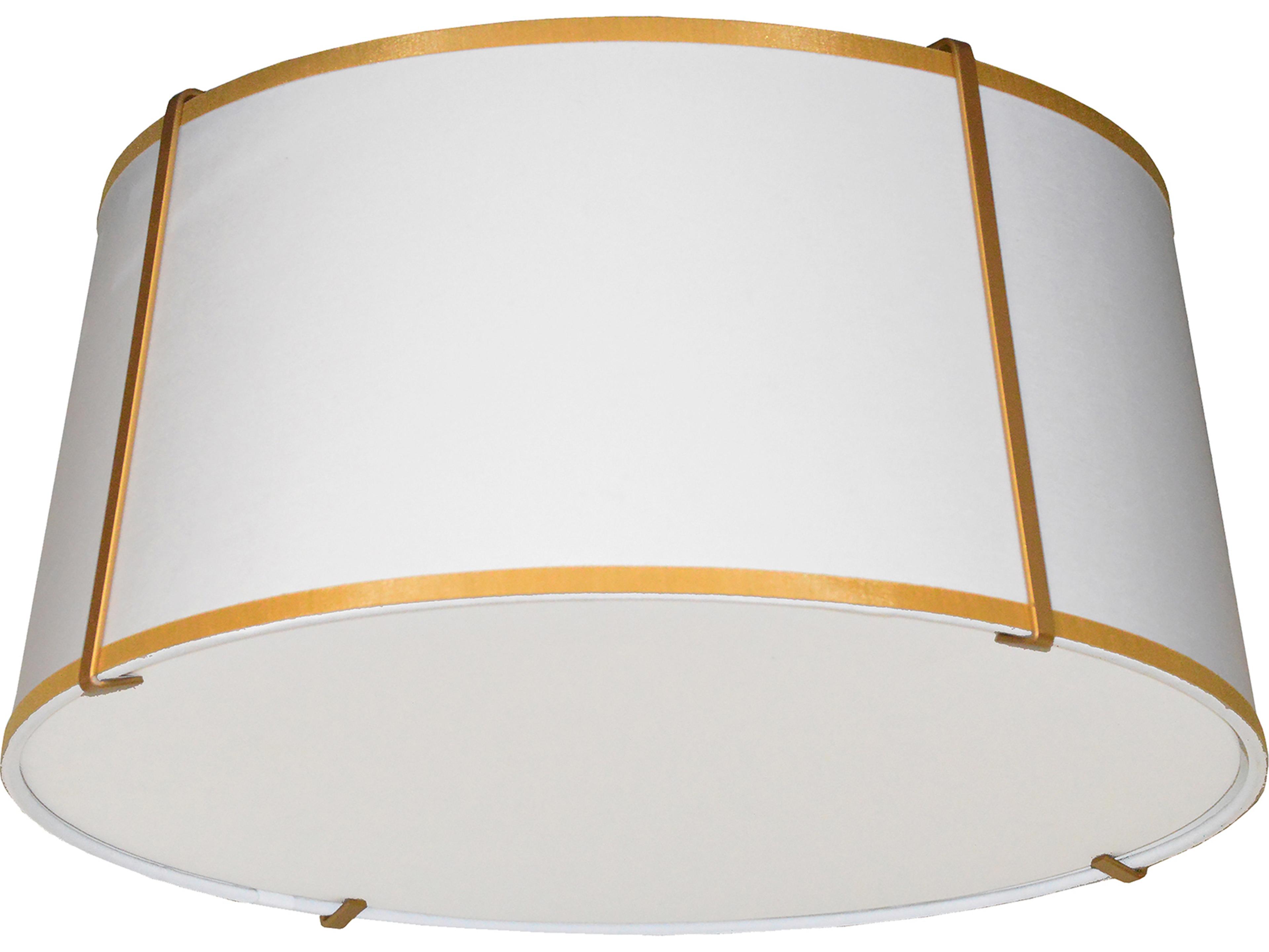 Dainolite Trapezoid 3-Light Gold White Drum Flush Mount