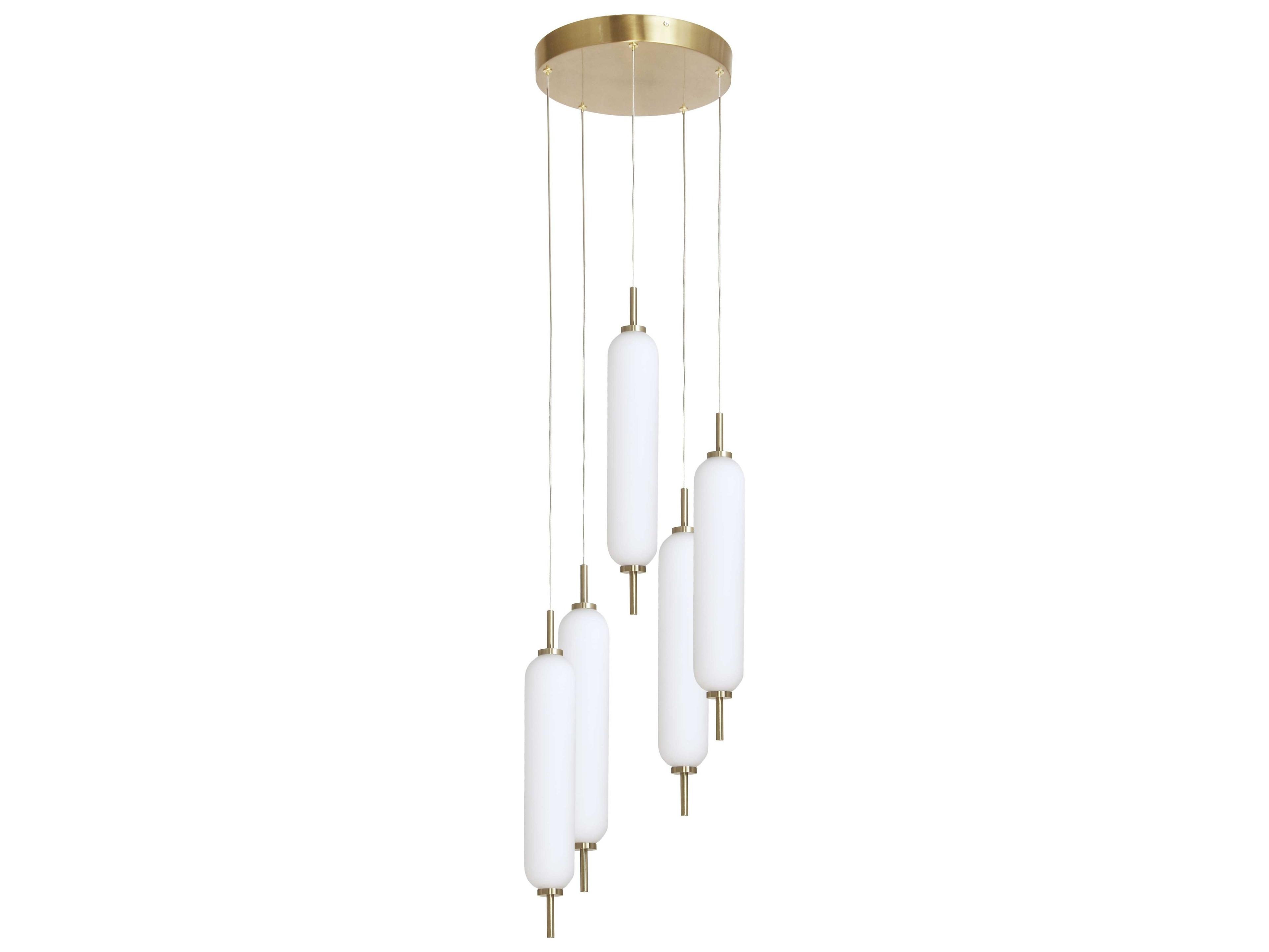 Dainolite Typha 5-Light Aged Brass Cylinder Mini Pendant