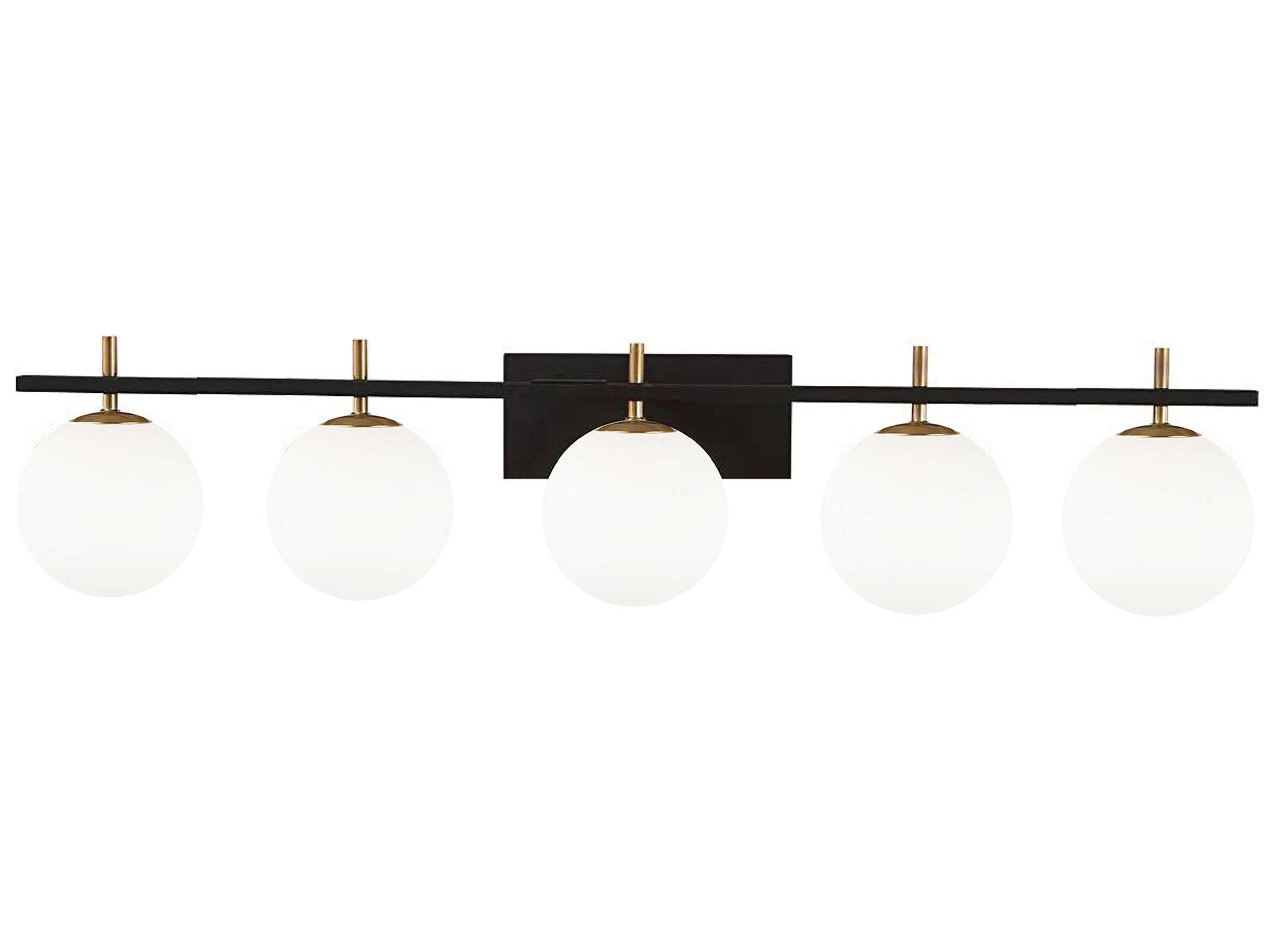 Dainolite Vivaldi 5-Light Matte Black Aged Brass Vanity Light