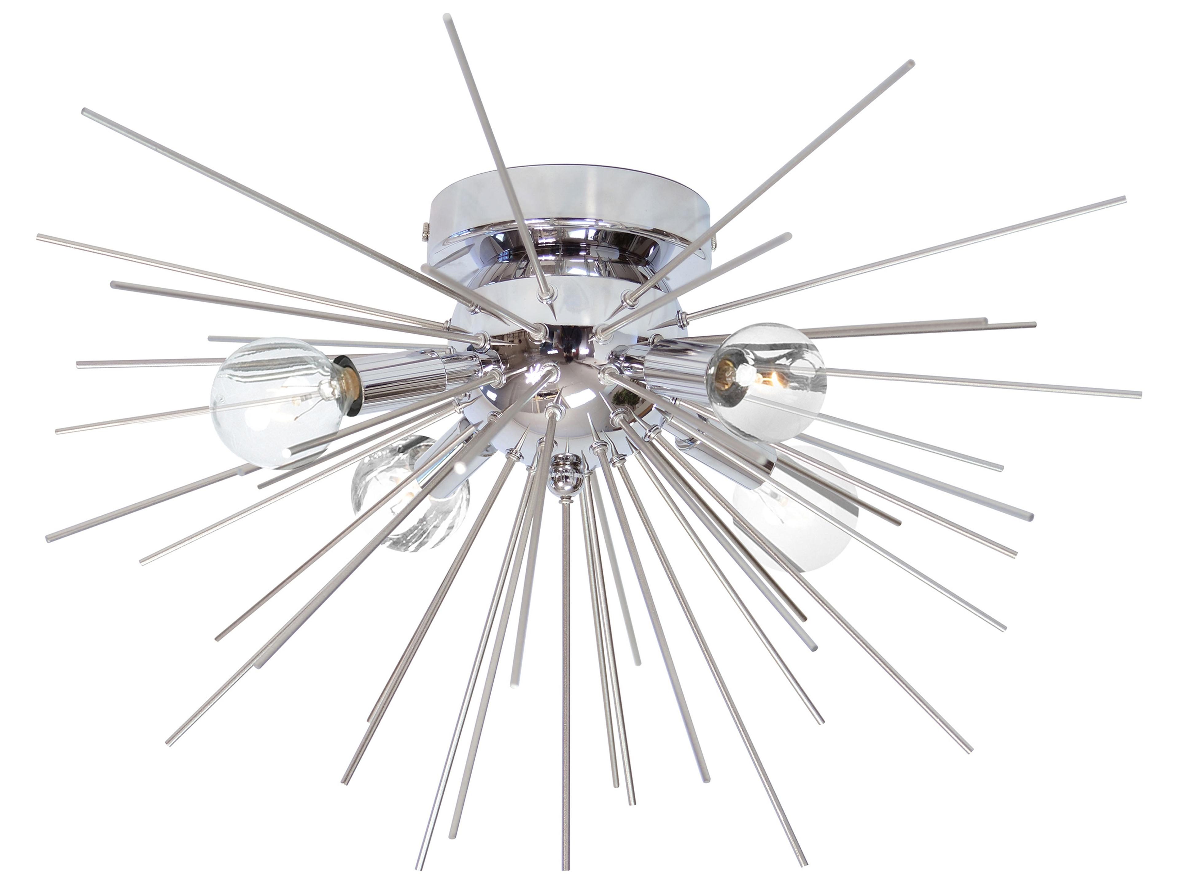 Dainolite Vega 4-Light Silver Polished Chrome Sputnik Flush Mount