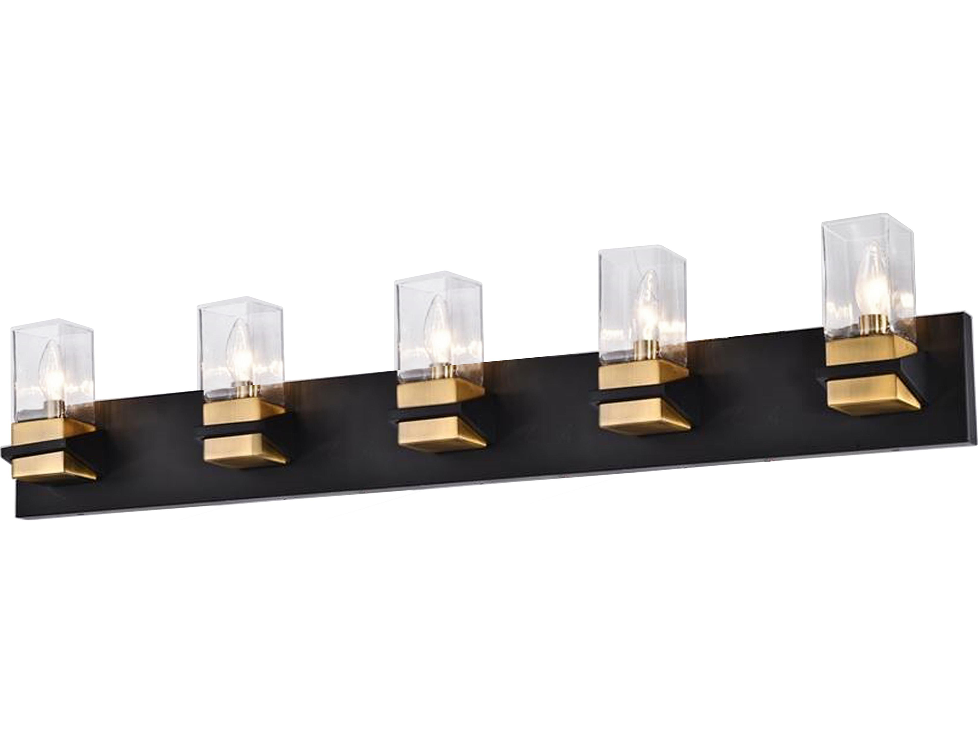 Dainolite Veronica 5-Light Matte Black Aged Brass Vanity Light