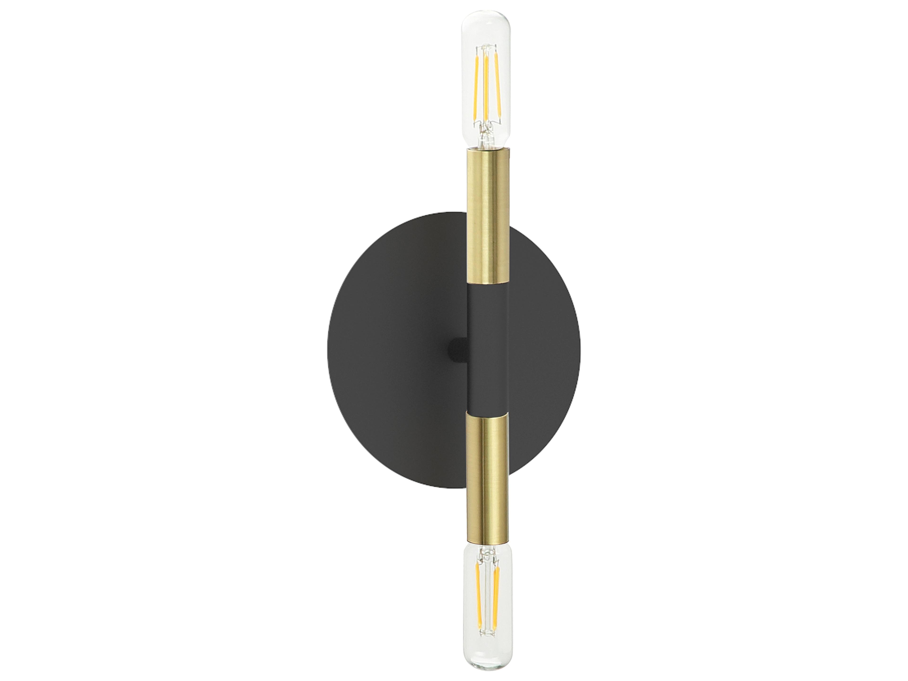 Dainolite Wand 2-Light Matte Black Aged Brass Wall Sconce