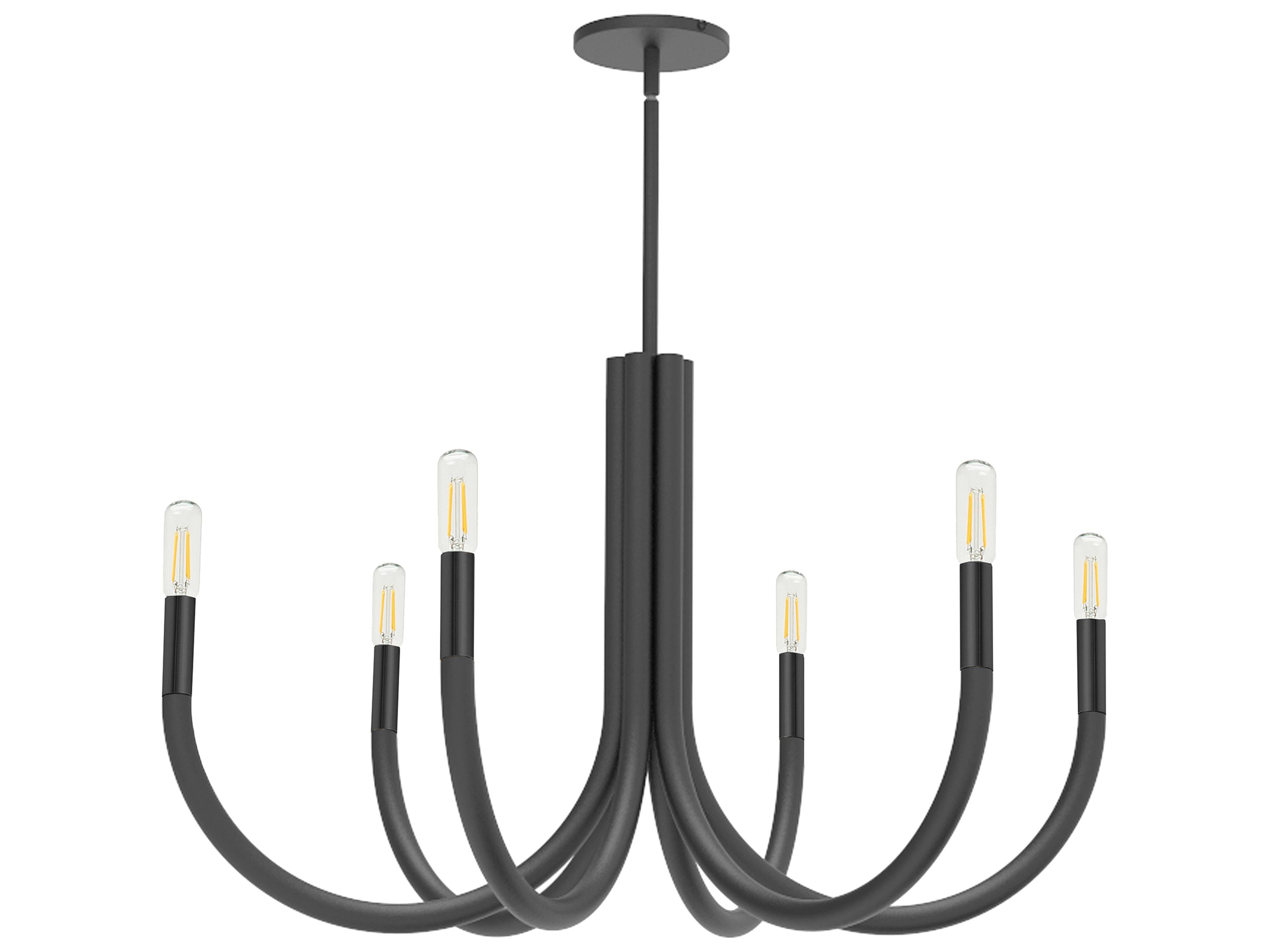 Dainolite Wand 6-Light Matte Black Chandelier