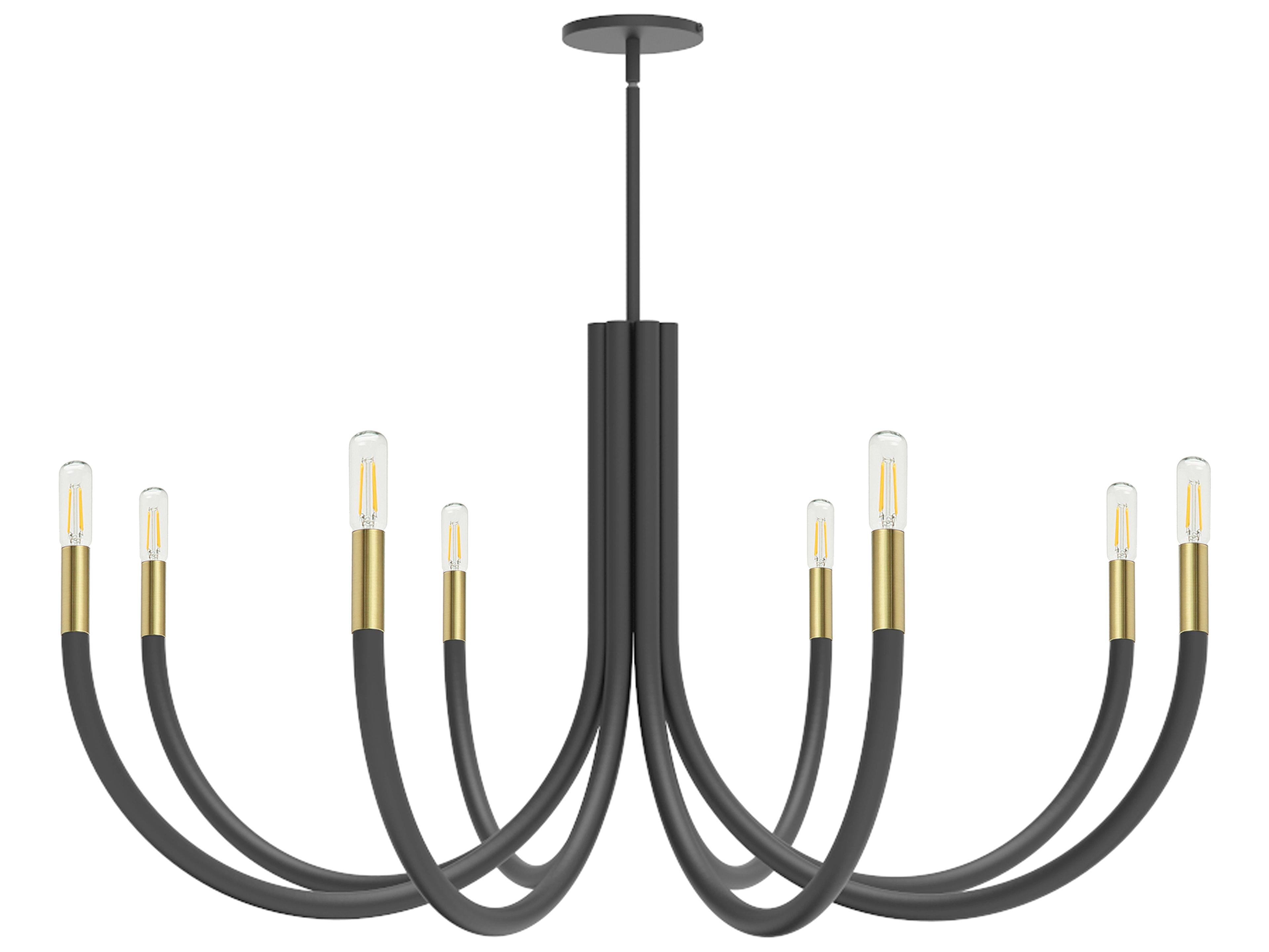 Dainolite Wand 8-Light Matte Black Aged Brass Candelabra Chandelier