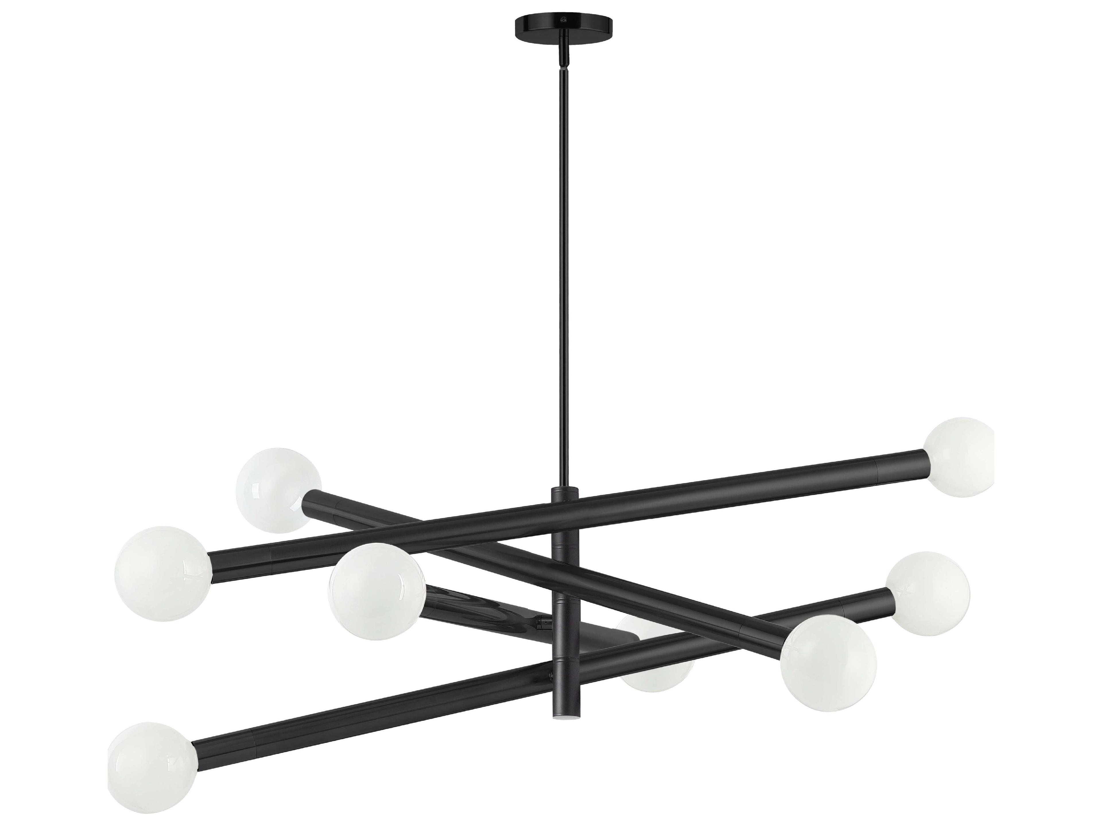 Dainolite Wand 8-Light Matte Black Linear Tiered Chandelier