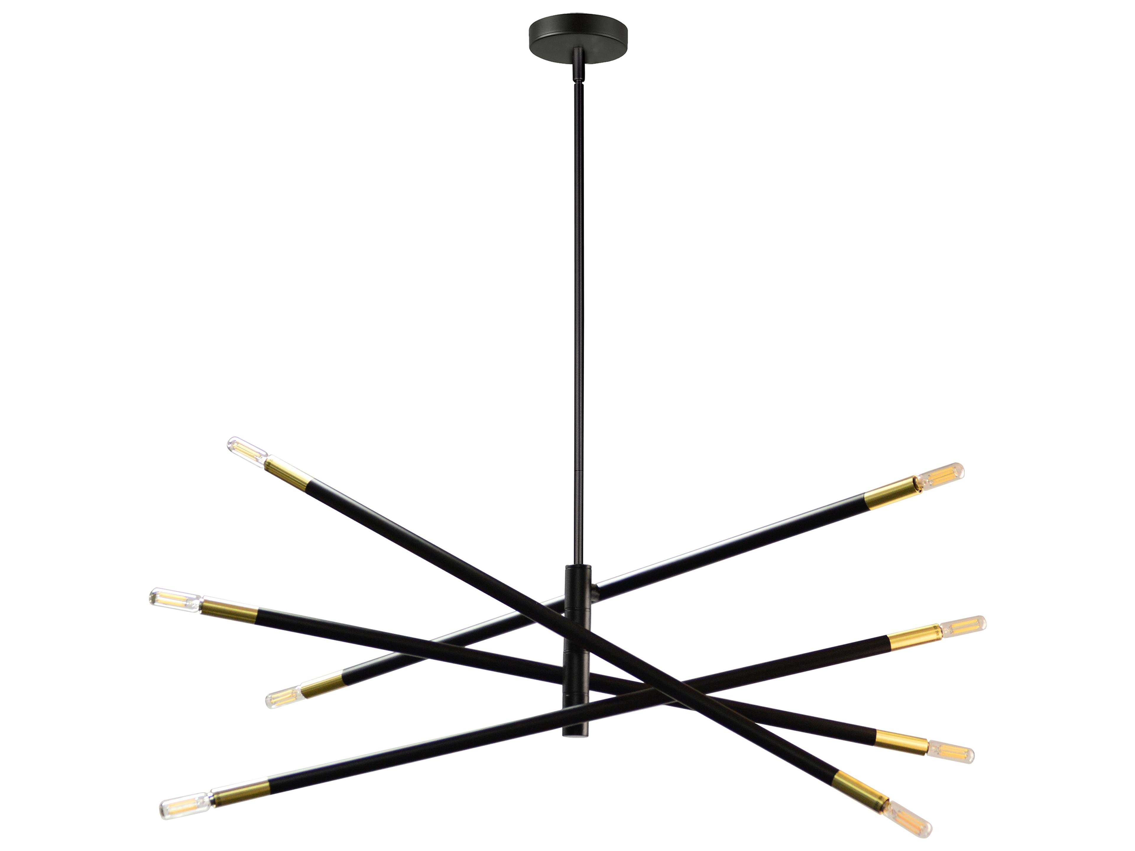 Dainolite Wand 8-Light Matte Black Aged Brass Linear Chandelier