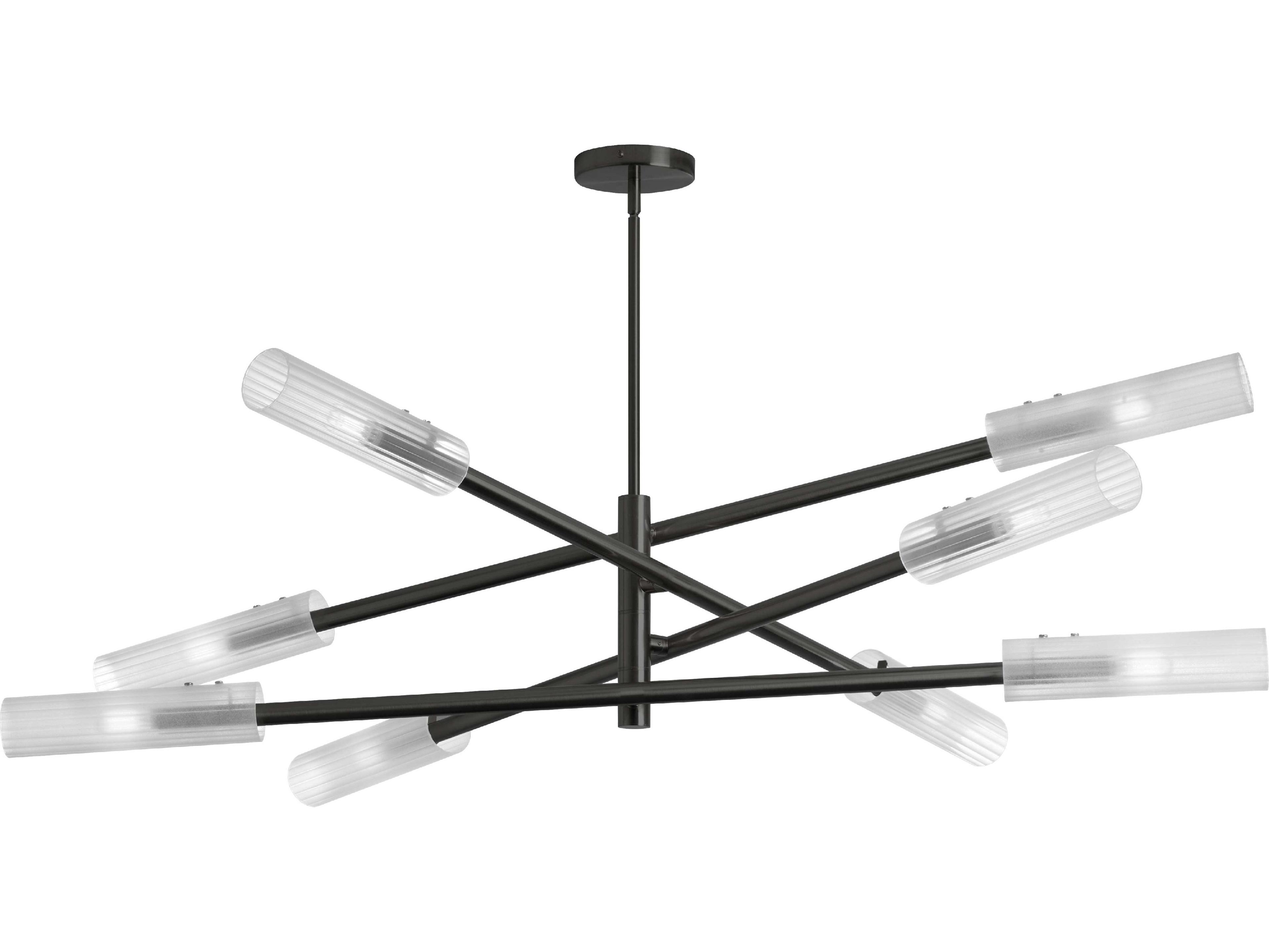 Dainolite Wand 8-Light Matte Black Cylinder Linear Tiered Chandelier
