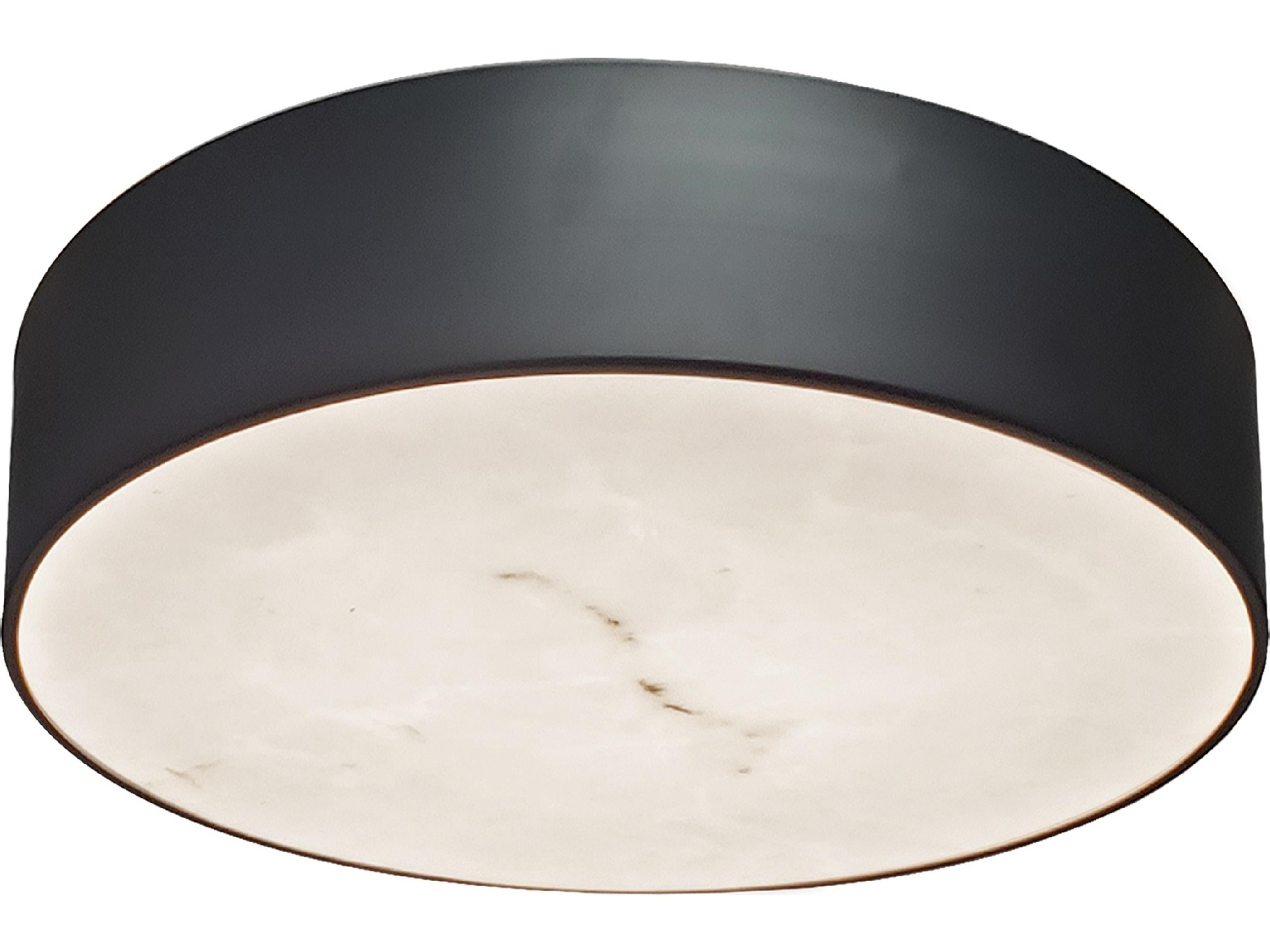 Dainolite Walsh 1-Light Alabaster Matte Black Round Flush Mount