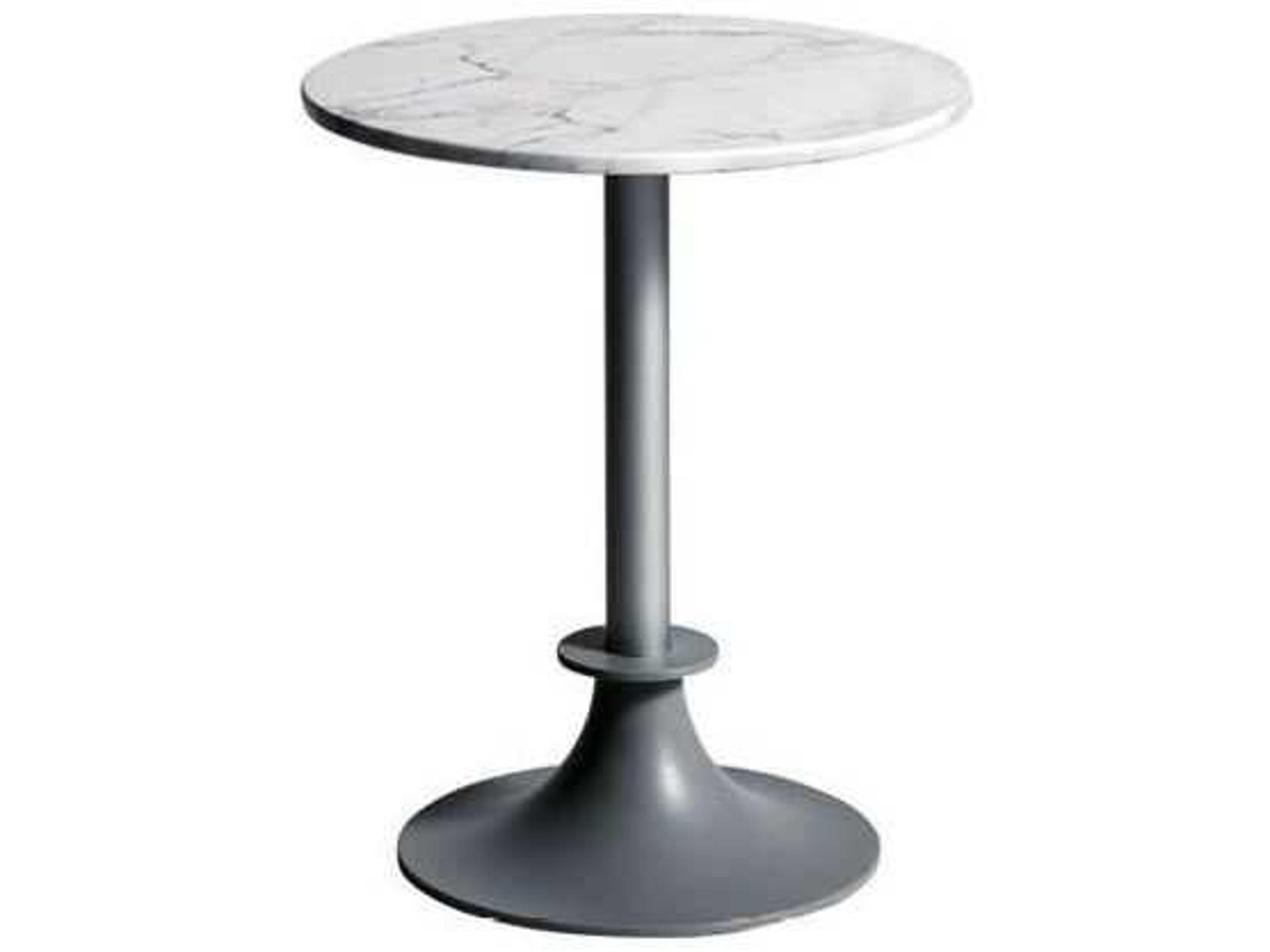 Driade Outdoor Lord Yi Aluminum Round Carrara Marble Top Bistro Table in White/Aluminum Grey