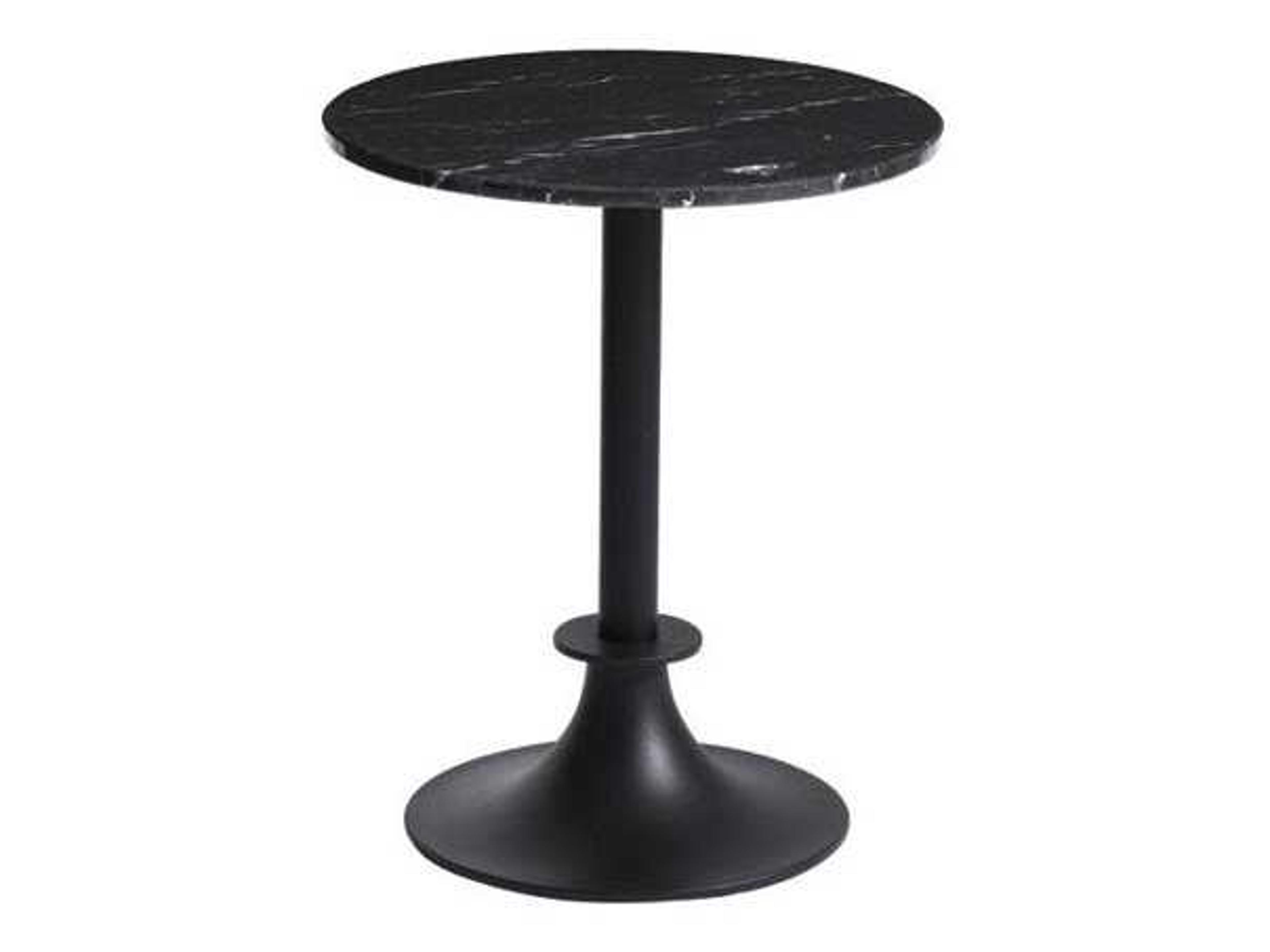 Driade Outdoor Lord Yi Aluminum Round Marquina Marble Top Bistro Table in Black/Anthracite Grey