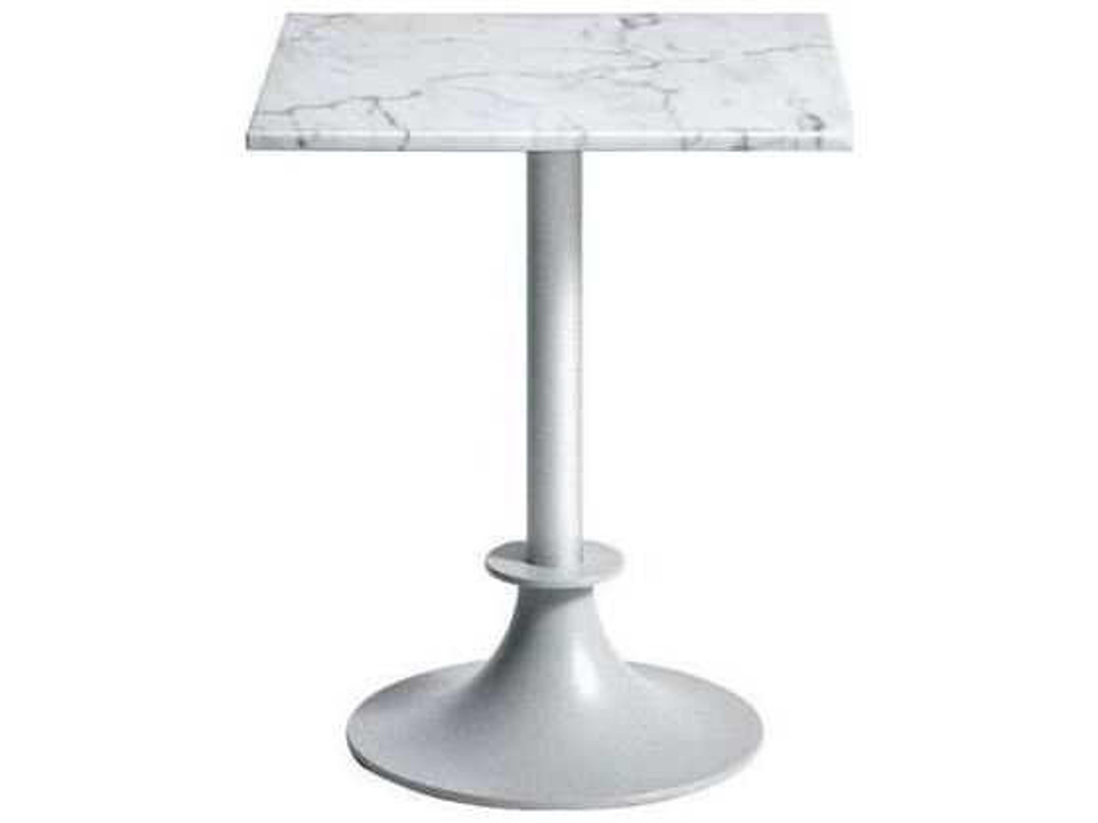 Lord Yi Aluminum Square Marble Top Dining Table in Gray/White Carrara