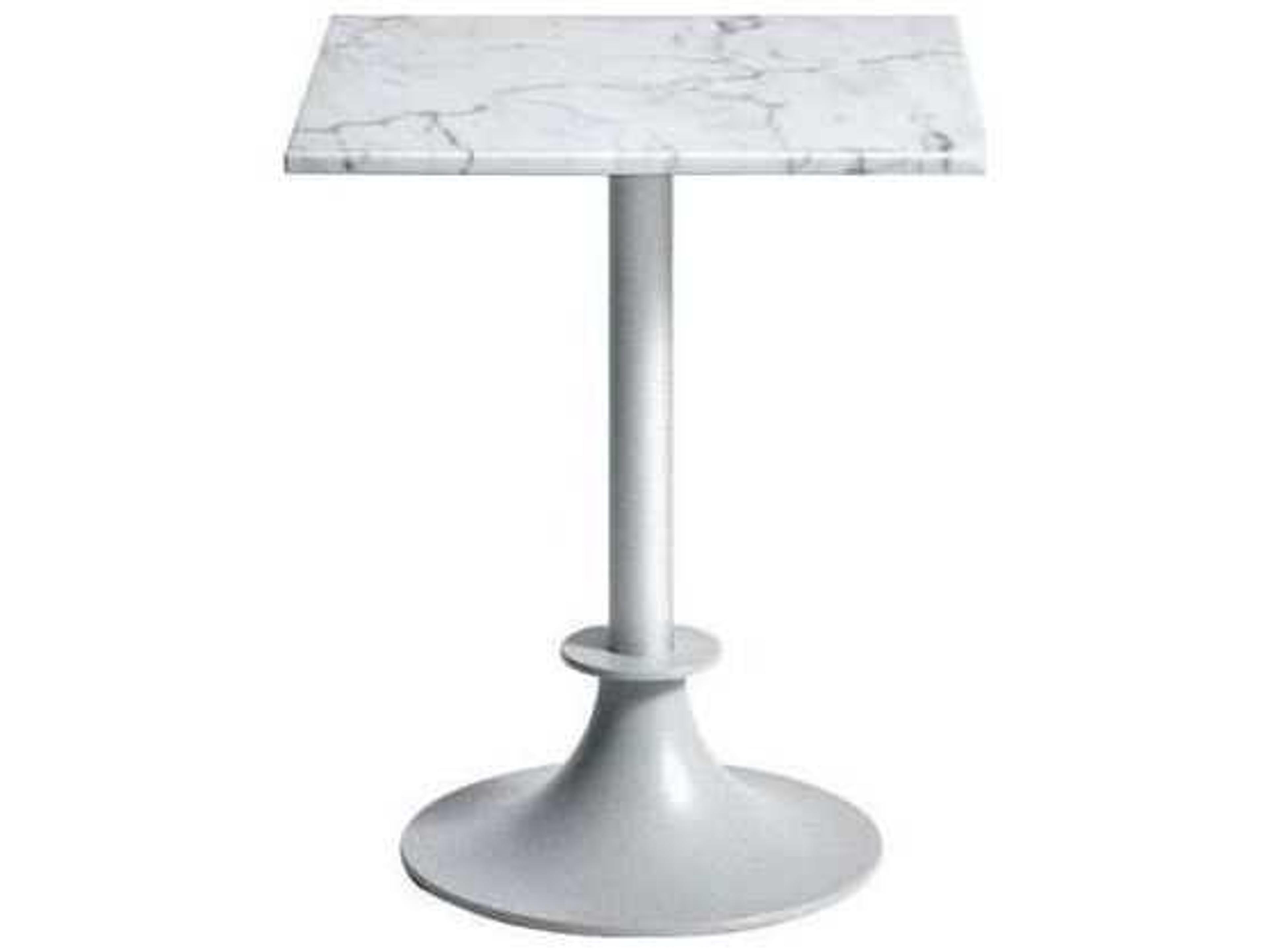 Driade Outdoor Lord Yi Aluminum Square Carrara Marble Top Bistro Table in White/Anthracite Grey