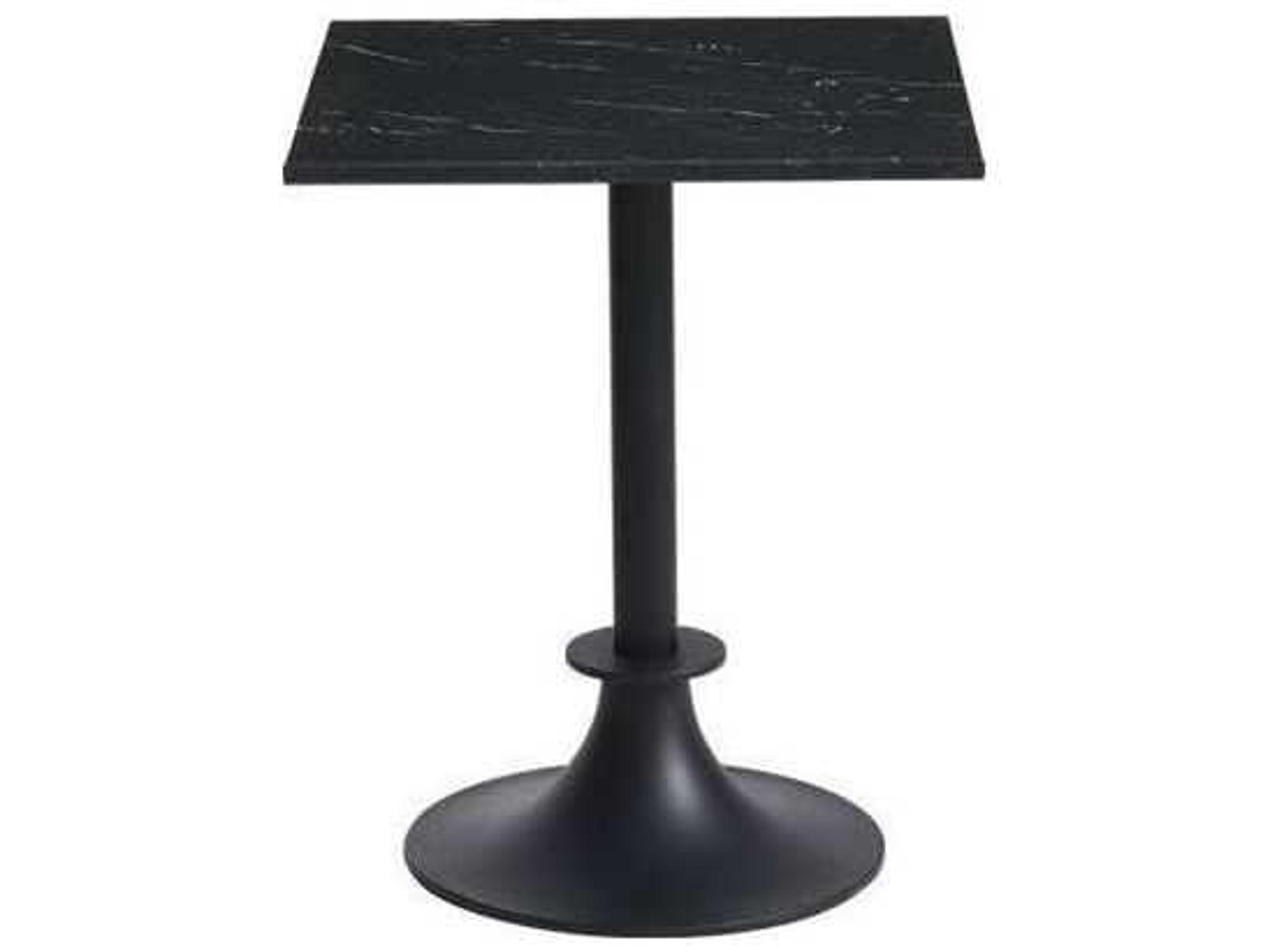 Driade Outdoor Lord Yi Aluminum Square Marquina Marble Top Bistro Table in Black/Anthracite Grey