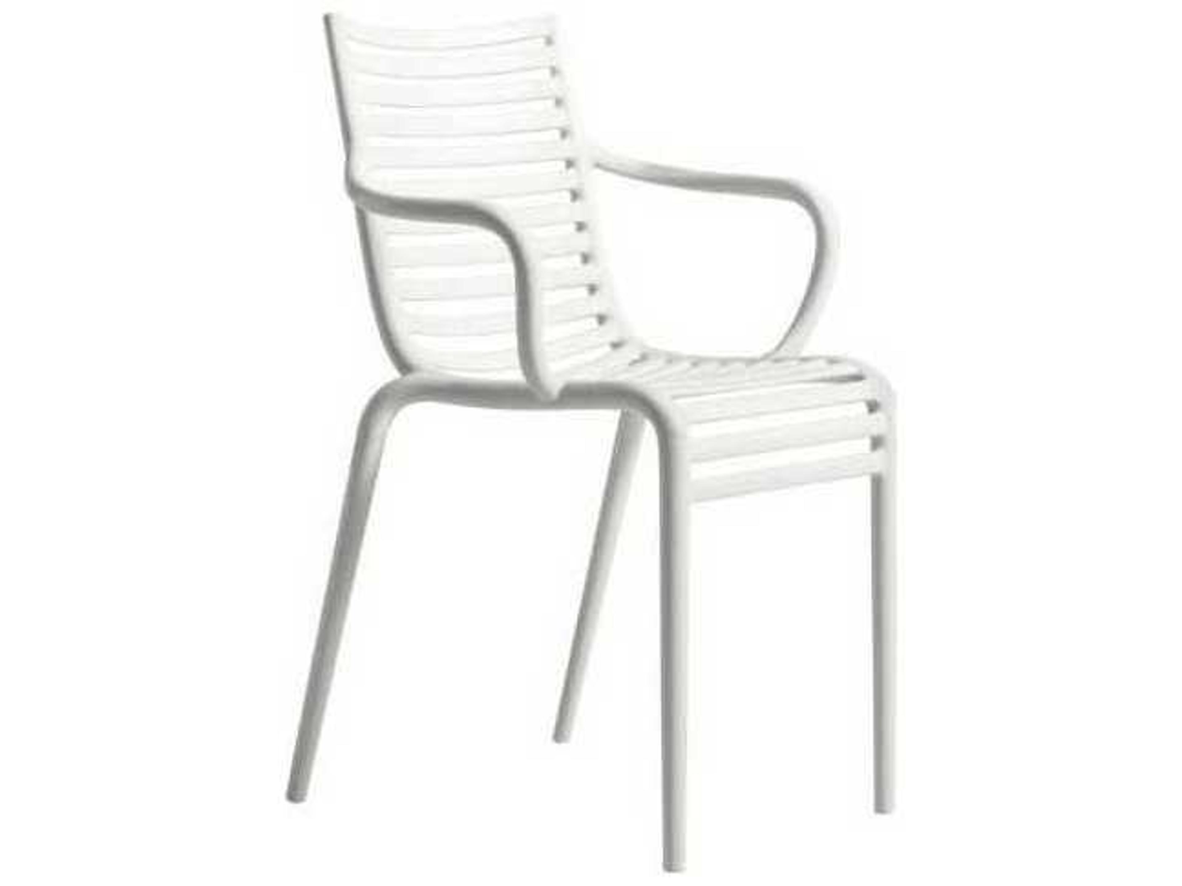 Quick Ship Pip-e Polypropylene Monobloc Stackable Dining Arm Chair in White