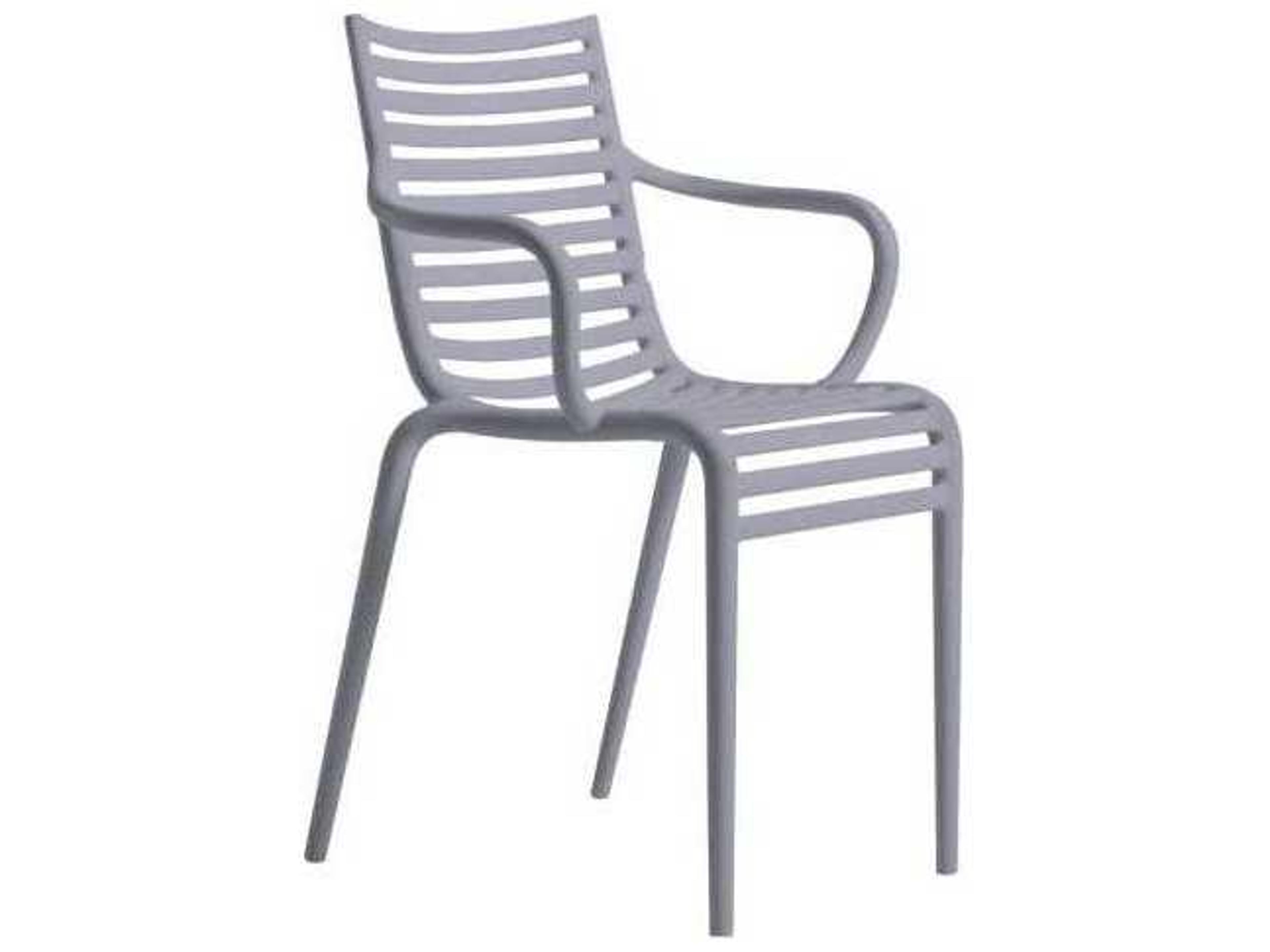 Driade Outdoor Pip-e Polypropylene Monobloc Stackable Dining Arm Chair in Lavender Grey