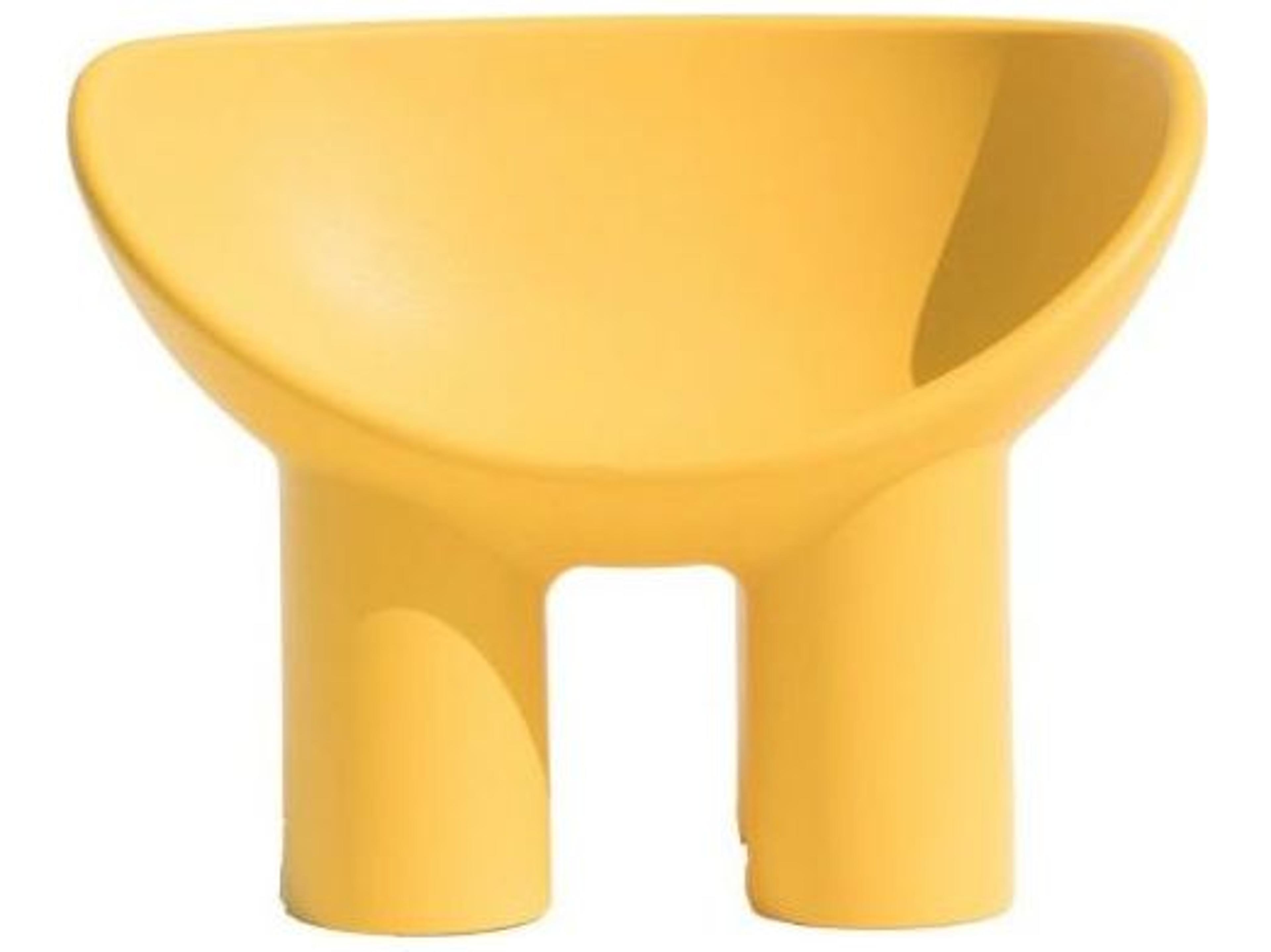 Driade Outdoor Quick Ship Roly Poly Polyethylene Lounge Chair in Ochre Yellow