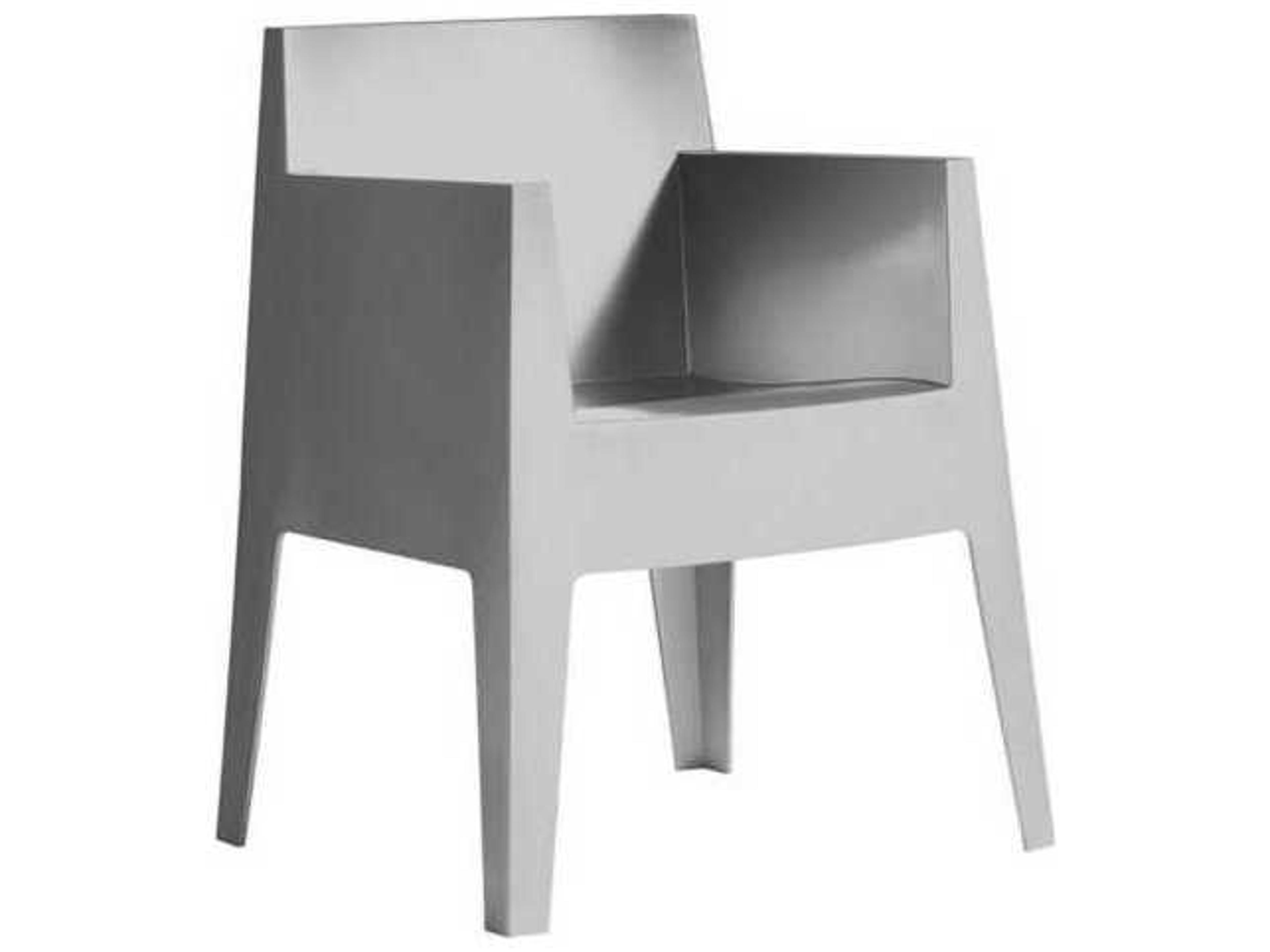 Quick Ship Toy Polypropylene Monobloc Stackable Dining Arm Chair in Light Grey