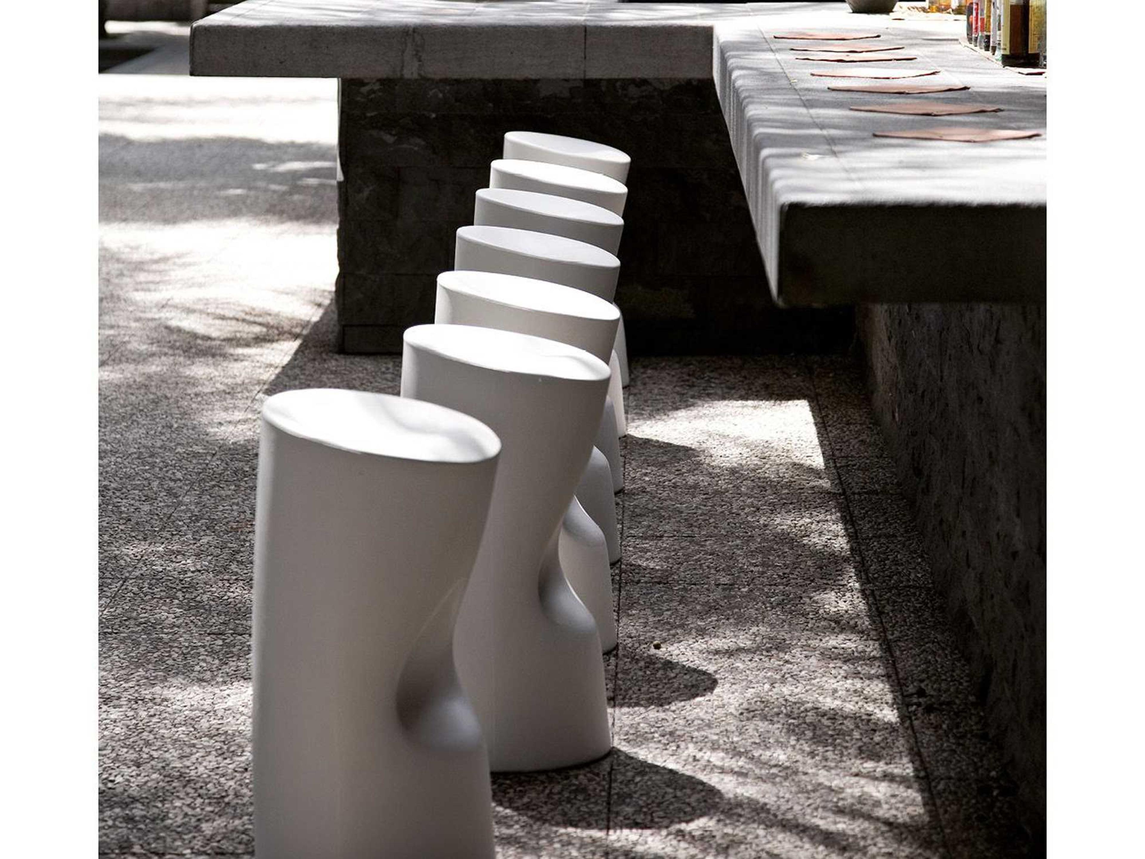 Driade Tokyo-Pop Polyethylene Monobloc Outdoor Bar Stool Set