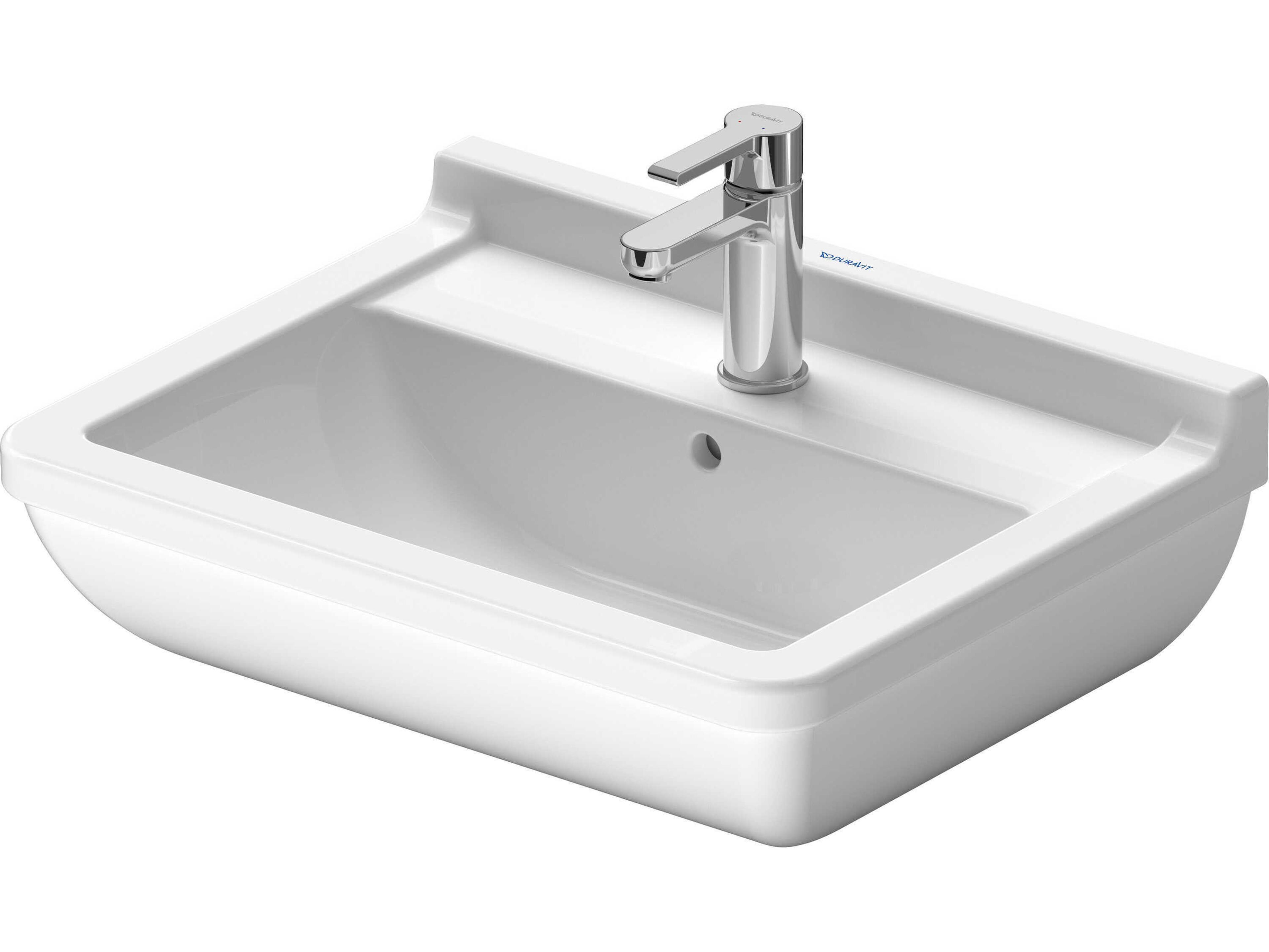 Duravit Starck 3 22'' Ceramic White High Gloss Sink with 1 Faucet Hole